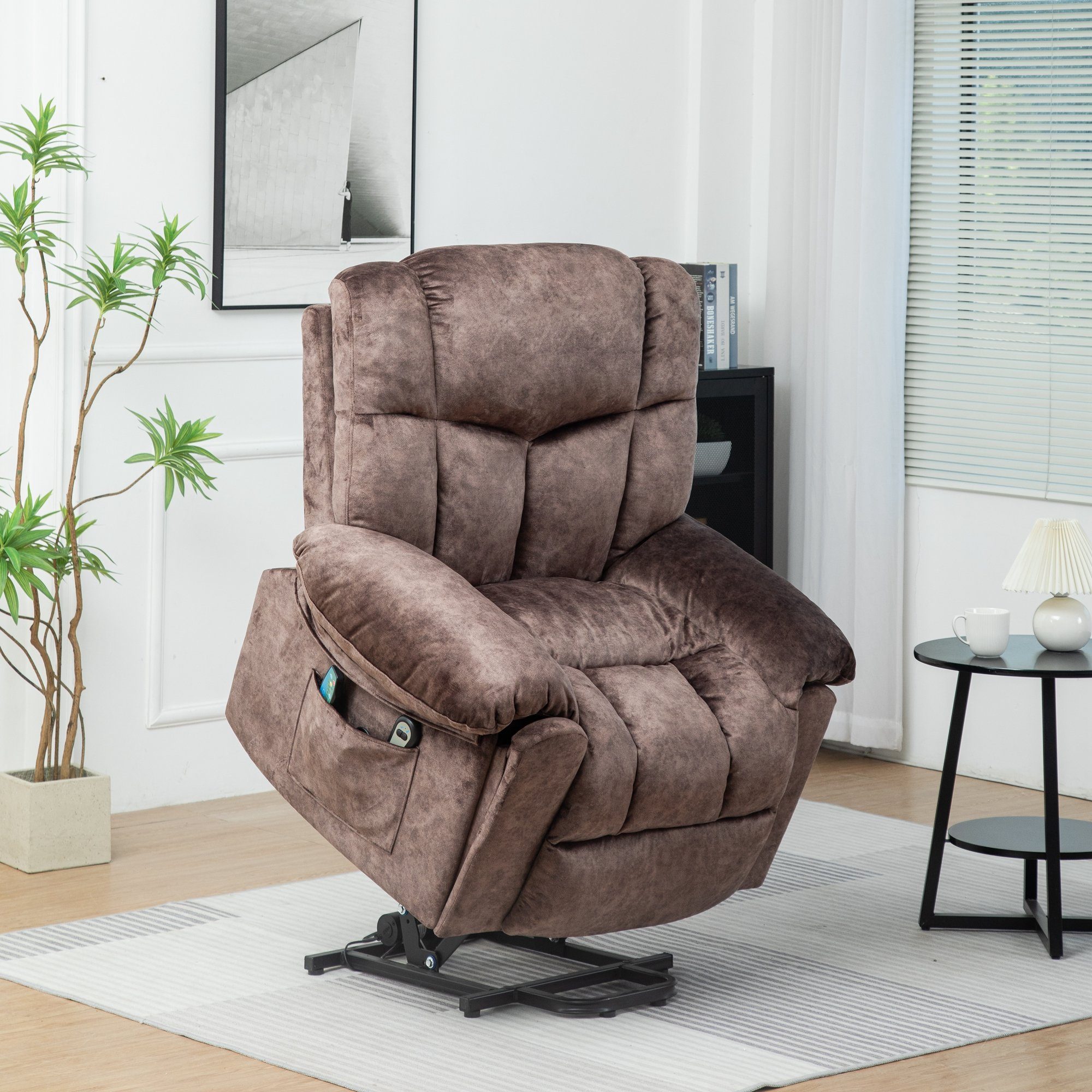 Ulife TV-Sessel Elektrisch Relaxsessel mit Aufstehhilfe und Liegefunktion,  1-motorische Relax- und Liftfunktion: Stufenlose Verstellung per