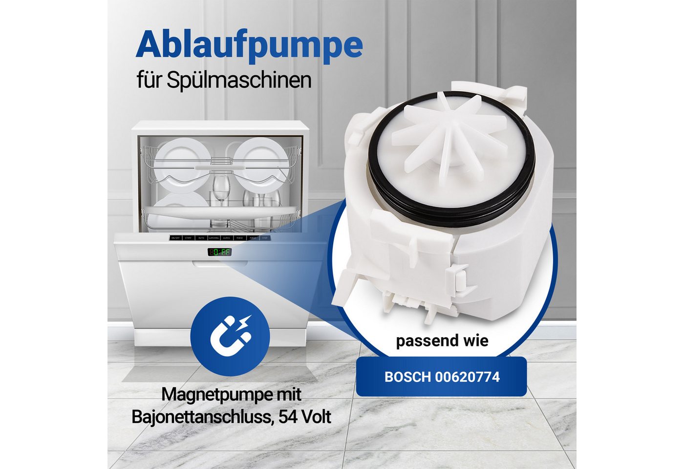 Thumbnail - VIOKS Wasserpumpe Ablaufpumpe Ersatz für Bosch 00620774, Copreci Pumpenmotor für Geschirrspüler