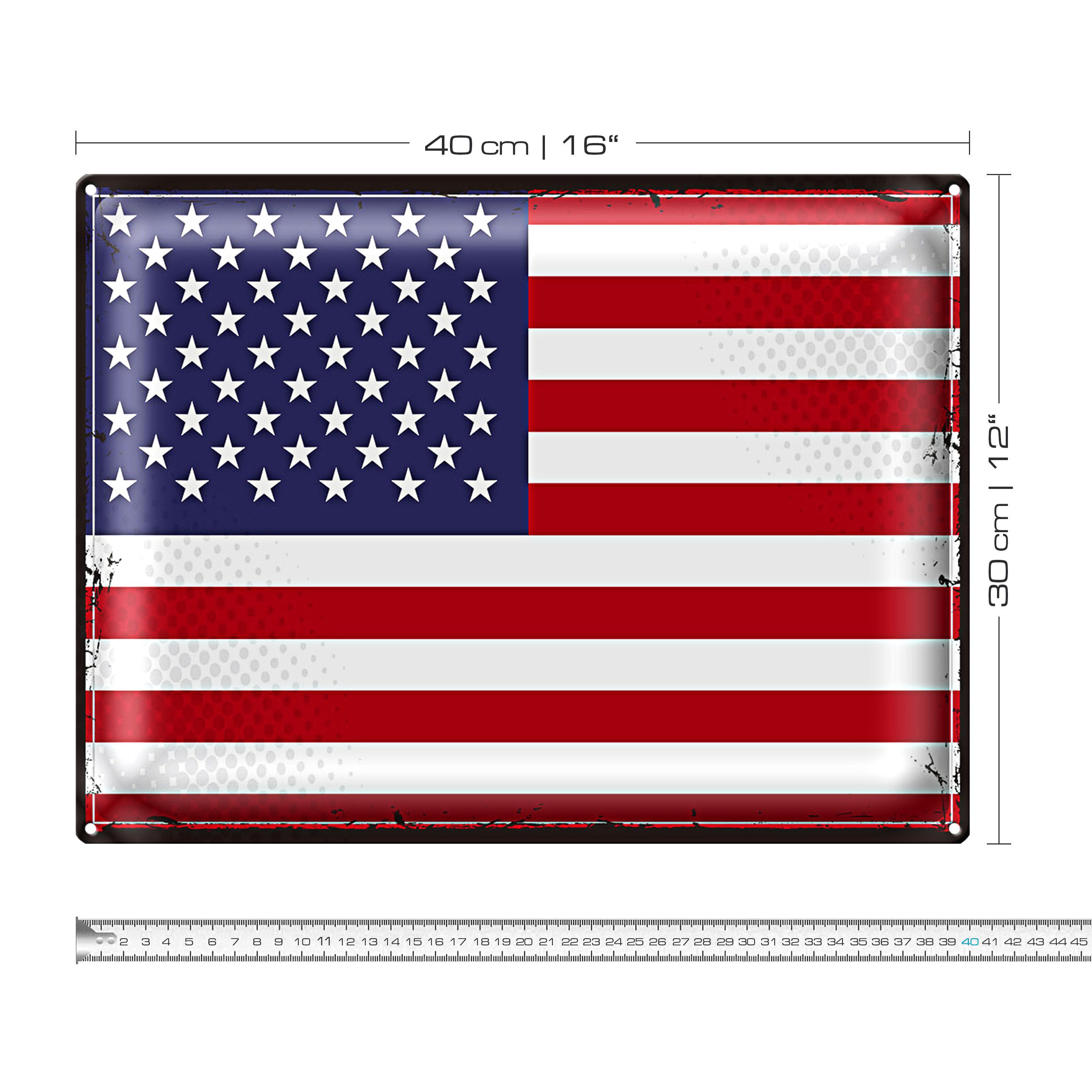 Roomando Metallschild Flagge Vereinigte Staaten 40x30cm Retro States