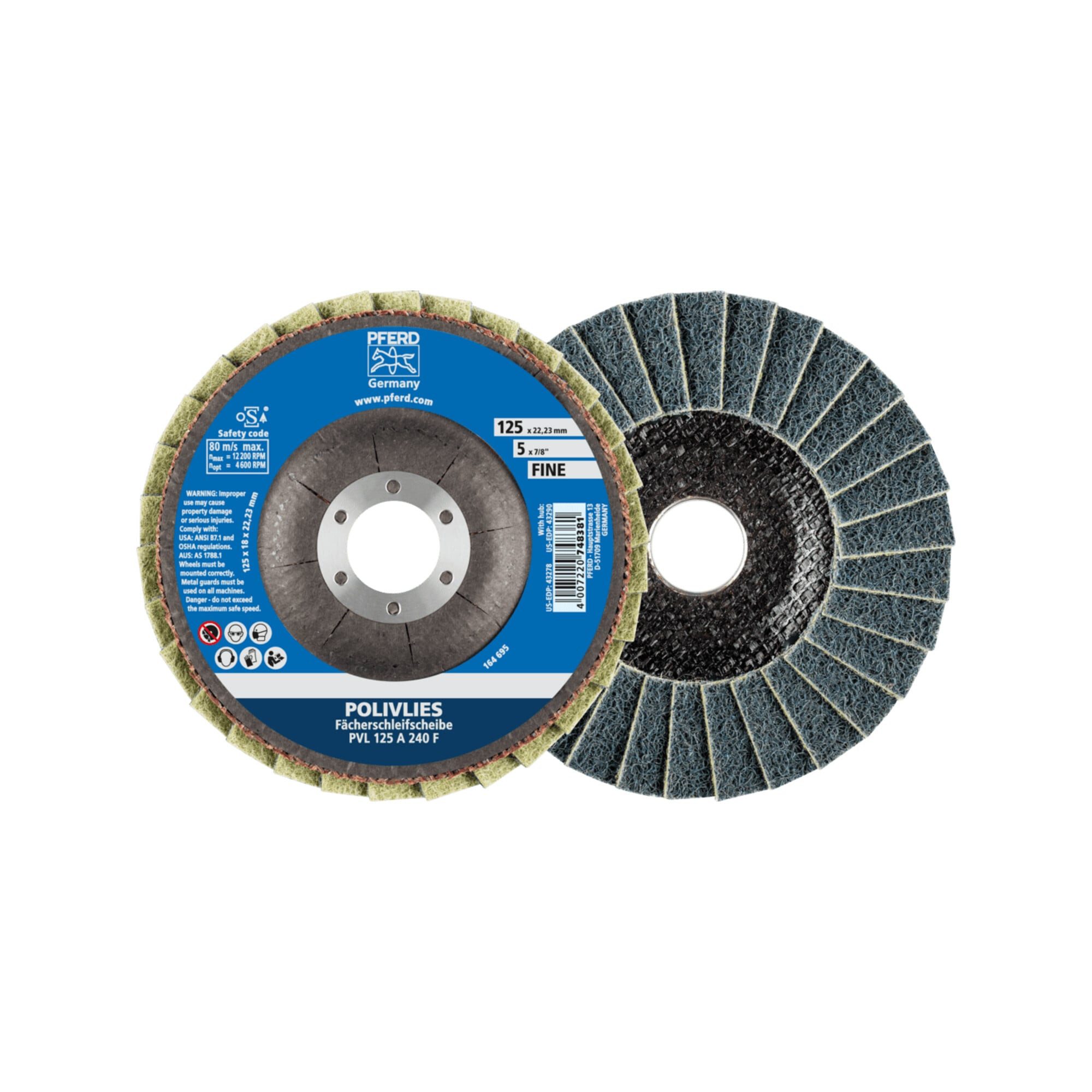 Pferd Schleifscheibe PFERD TOOLS POLIVLIES-Fächerscheibe PVL Korund Ø 125 mm Bohrung 22,23