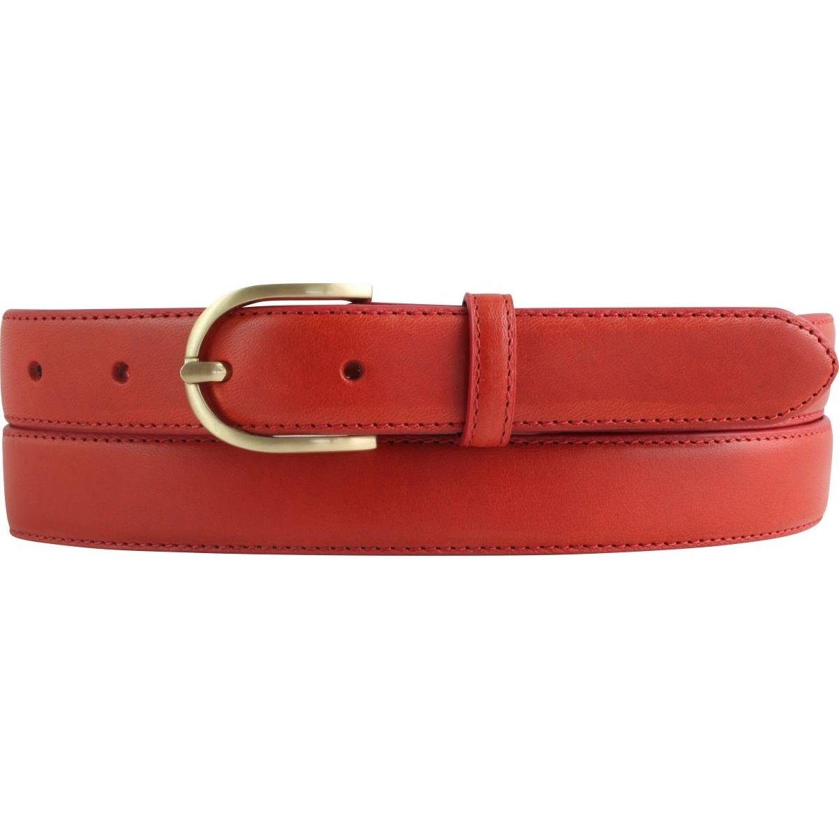 BELTINGER Ledergürtel Damen-Gürtel aus Vollrindleder 2,5 cm - Schmaler Gürtel für Damen 25mm Rot, Gold | Gürtel