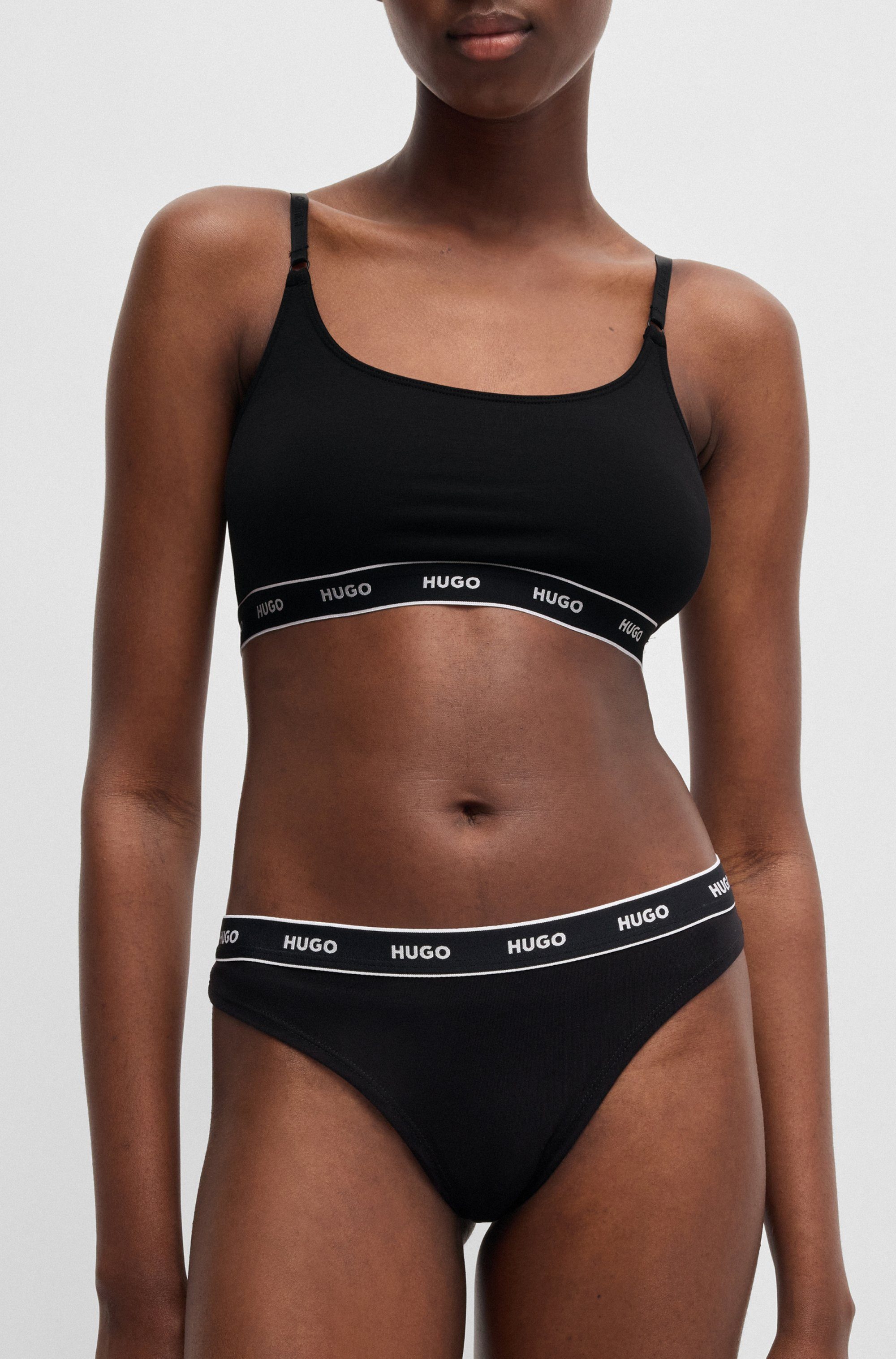 HUGO String TRIPLET THONG STRIPE (3-St) mit HUGO Logo-Elastikbund