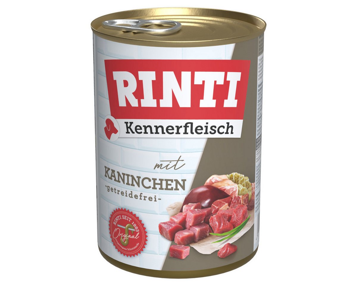 Rinti Kennerfleisch Kaninchen 400 g - 12 Stück, Nassfutter für: Hund