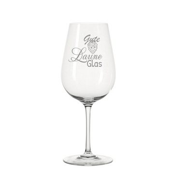 KS Laserdesign Weinglas Leonardo mit Gravur -Gute Laune Glas- Geschenke für Frauen & Männer, Glas, Lasergravur