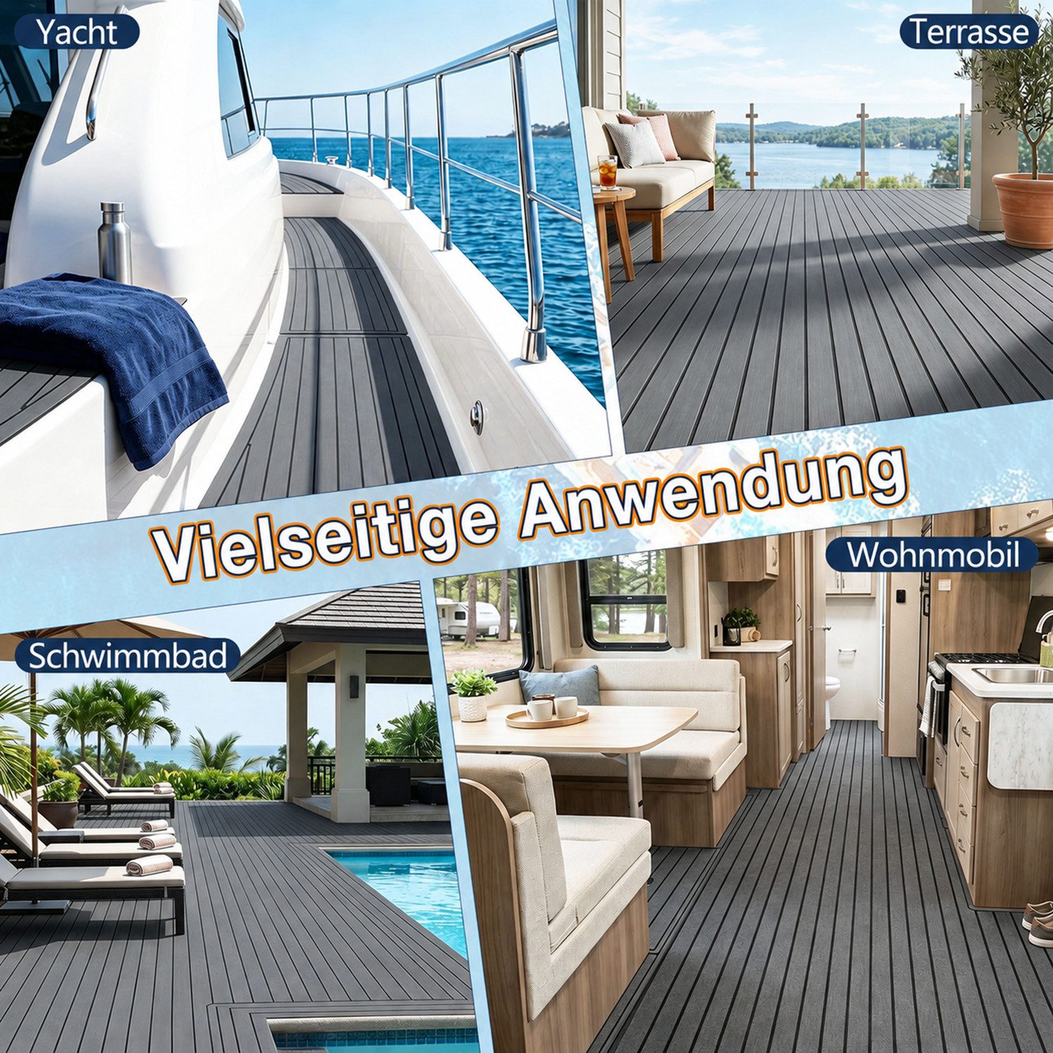 Clanmacy Bodenmatte Teak EVA Schaum Marine Teak Bodenbelag Matte Deck Teppich 240x60/90cm