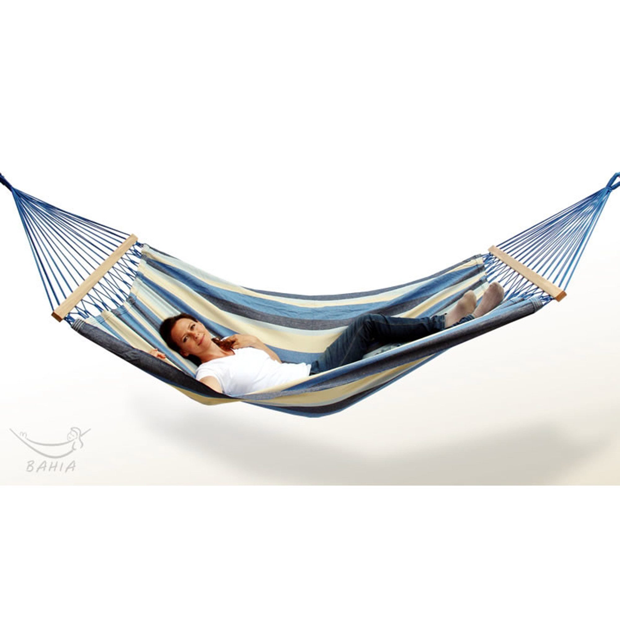 Bahia Stabhängematte Stabhängematte Marina blau BAHIA Fair Trade Baumwolle