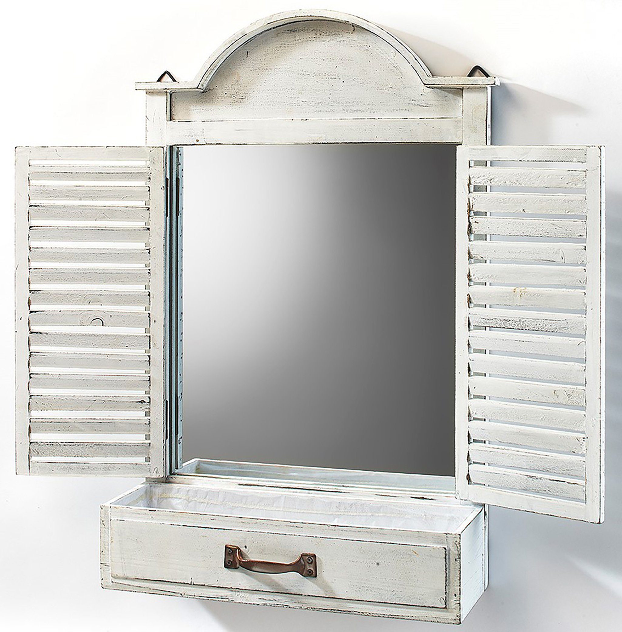 Pflanzschale mit Dekoobjekt Dekofenster white und Kobolo Spiegel