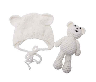 Matissa & Dad Neugeborenen-Geschenkset Matissa Bär Hut und Puppe Fotoshooting Strick für Neugeborenen
