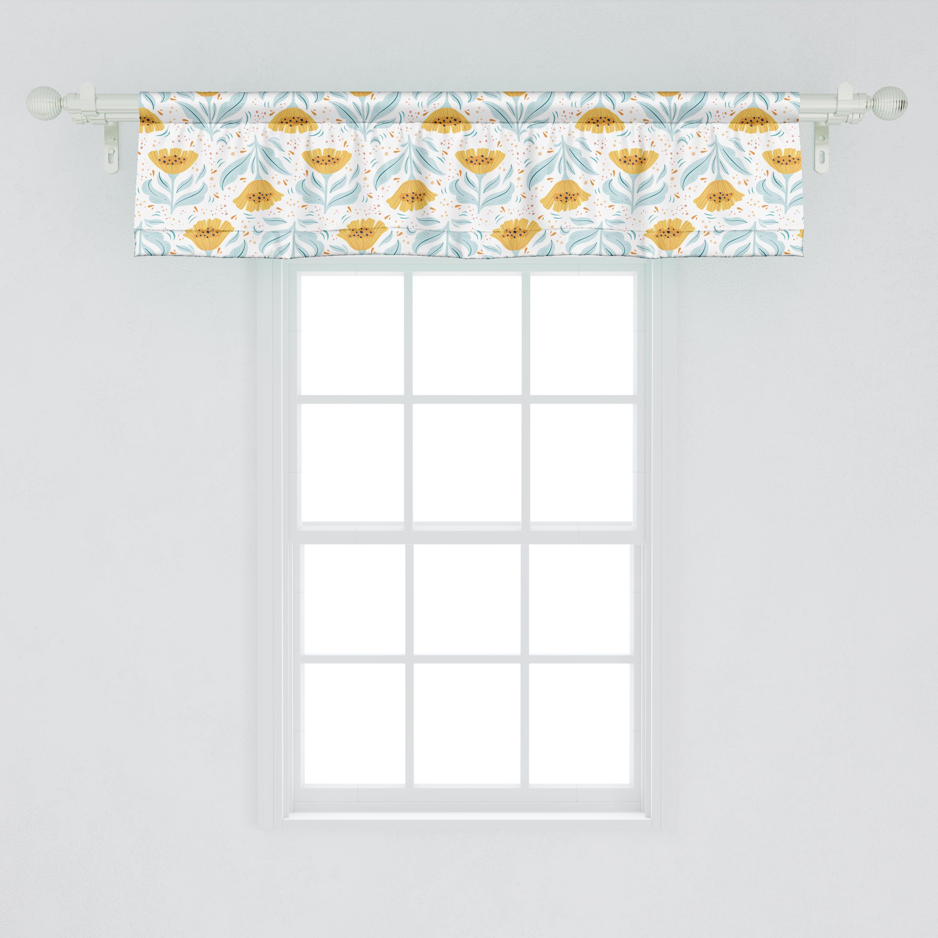 Scheibengardine Vorhang Volant Stangentasche, Blumen-Tupfen Abakuhaus, Microfaser, Schlafzimmer mit Dekor Vintage Blumen Küche für