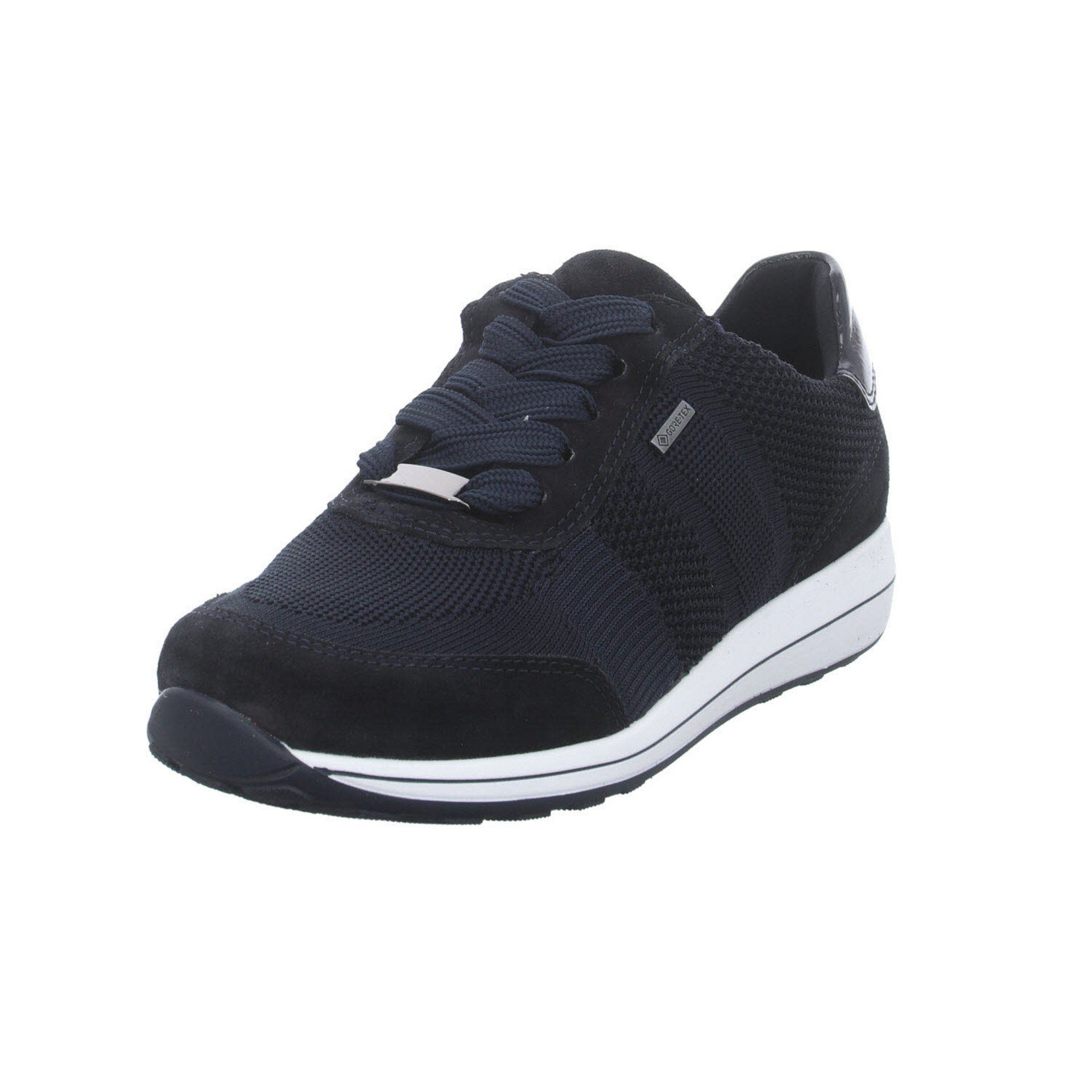 dunkel Sneaker Schnürschuh Ara Leder-/Textilkombination Damen Schuhe blau