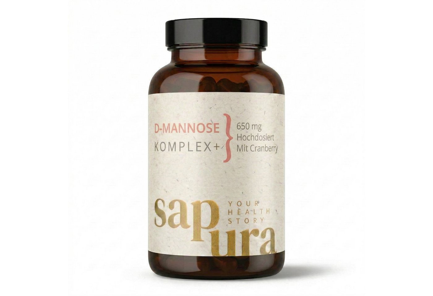 SAPURA Health D-Mannose Kapseln plus Cranberry, Hochdosiert 650mg Kapseln, 93,6 g, Vegan, Konservierungsstofffrei