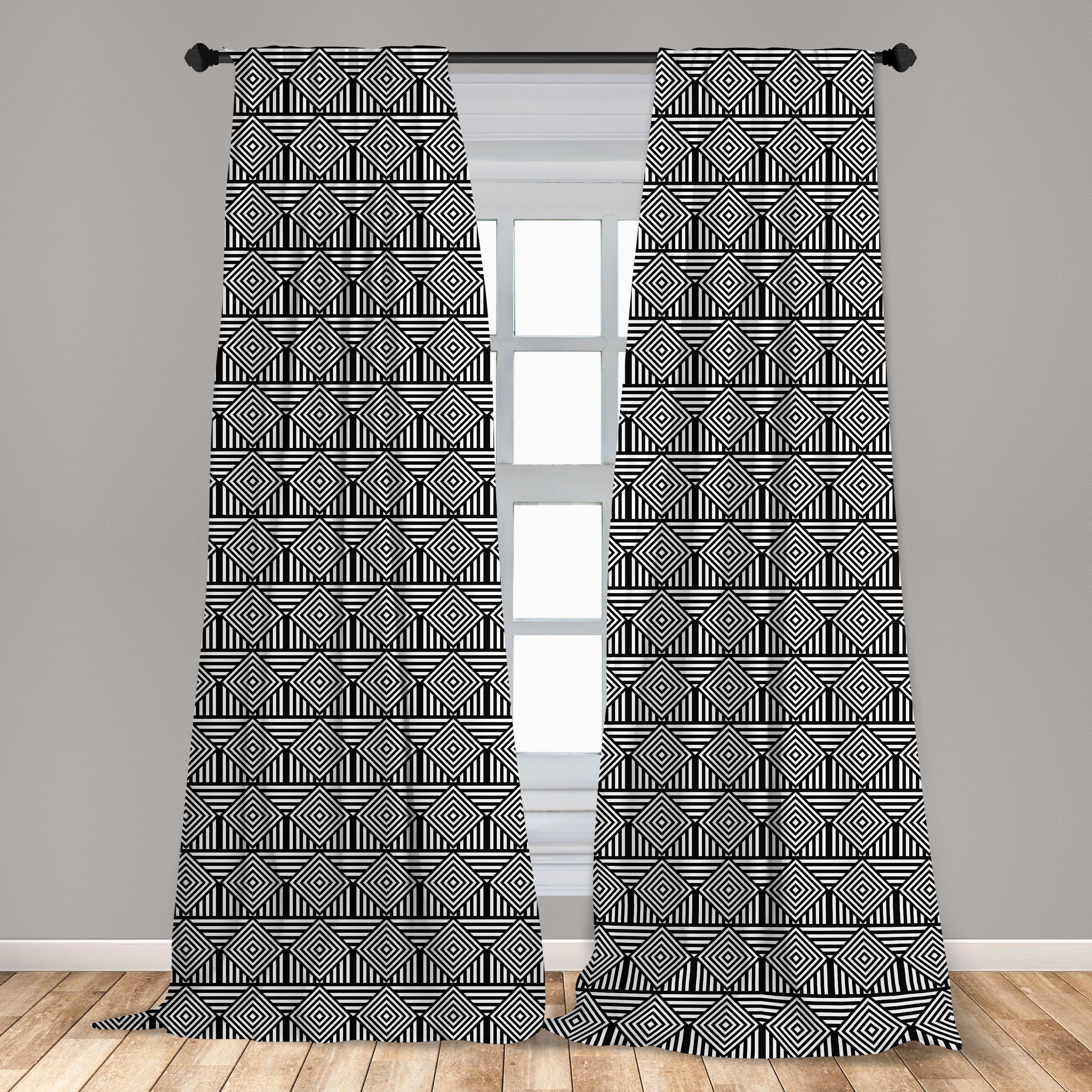 Täuschung Abakuhaus, Vorhang Optische Wohnzimmer Diagonal Abstrakt für Dekor, Schlafzimmer Microfaser, Gardine