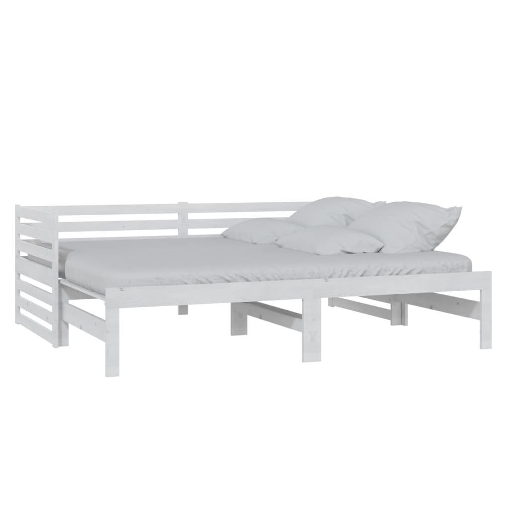 furnicato Bett Ausziehbares Tagesbett Weiß Massivholz günstig online kaufen