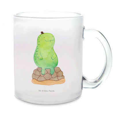 Mr. & Mrs. Panda Teeglas Schildkröte Pause - Transparent - Geschenk, Achtsamkeit, Teetasse, Te, Premium Glas, Liebevolle Gestaltung