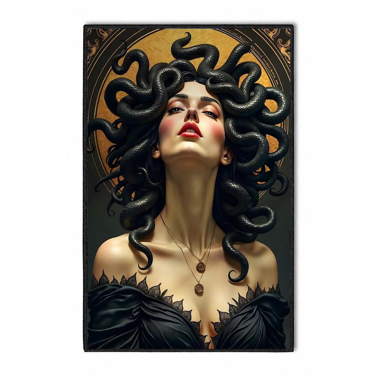 Jumpeak Teppich Gotik-Teppich mit Medusa-Motiv, Motiv aus der griechischen Mythologie, Rechteck, Höhe: 5 mm, Rectangular, 5mm dick, faux cashmere, indoor rug, machine-washable rug