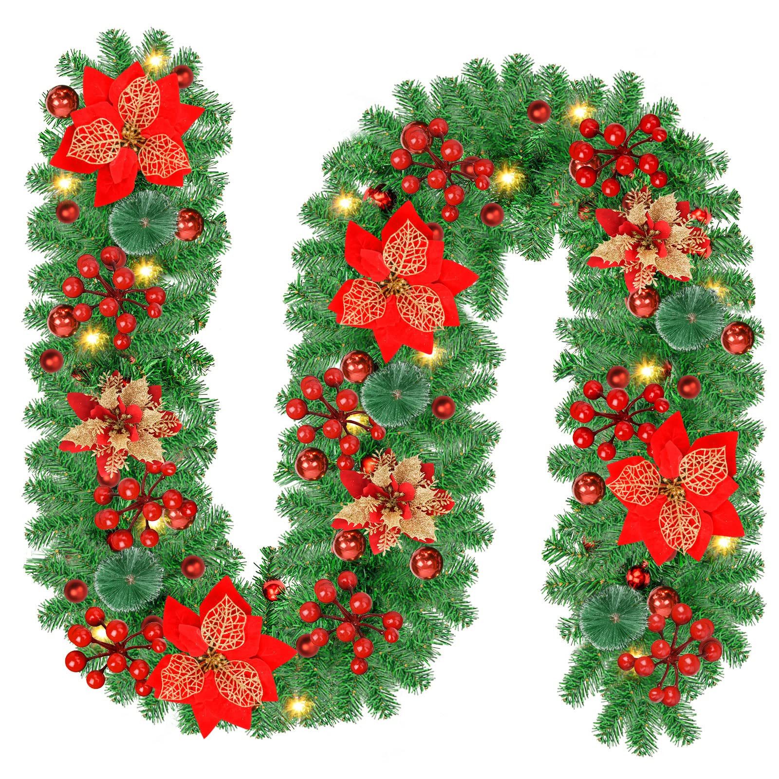 Kunstgirlande Weihnachtsgirlande Geschmückt mit LED Lichtern, günstig online kaufen