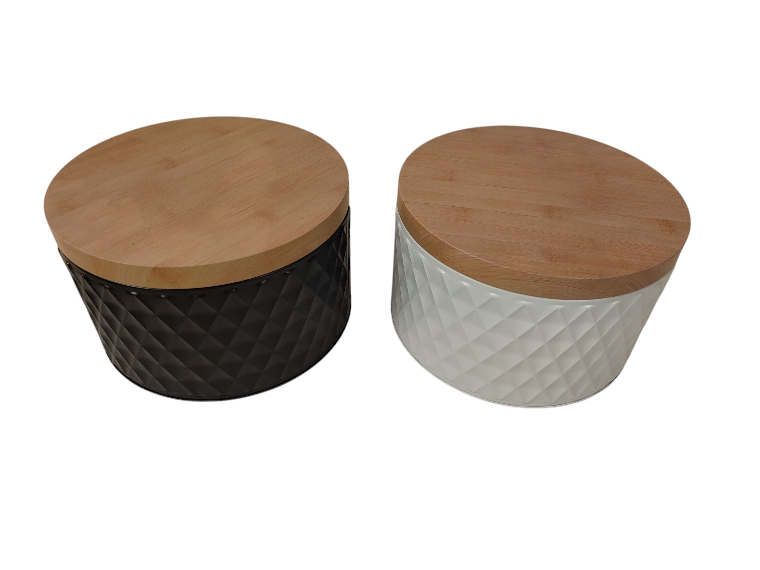 sesua Keksdose Metallvorratsdose 2er Set mit Bambusoptik-Deckel Keksdose 20 x 12 cm