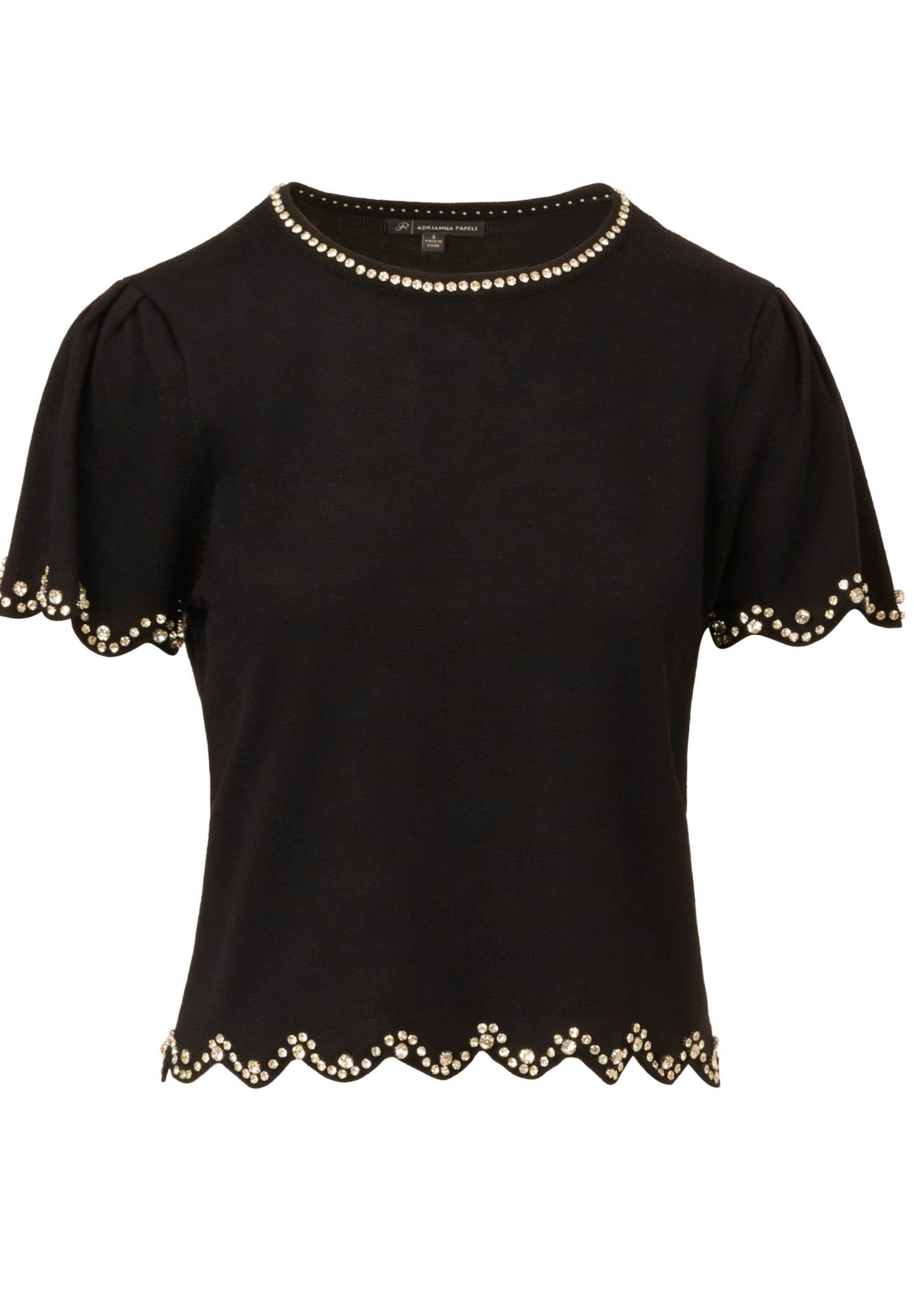 Adrianna Papell Stricktop Short Sleeve Cropped Embellished Detail Pullover günstig online kaufen