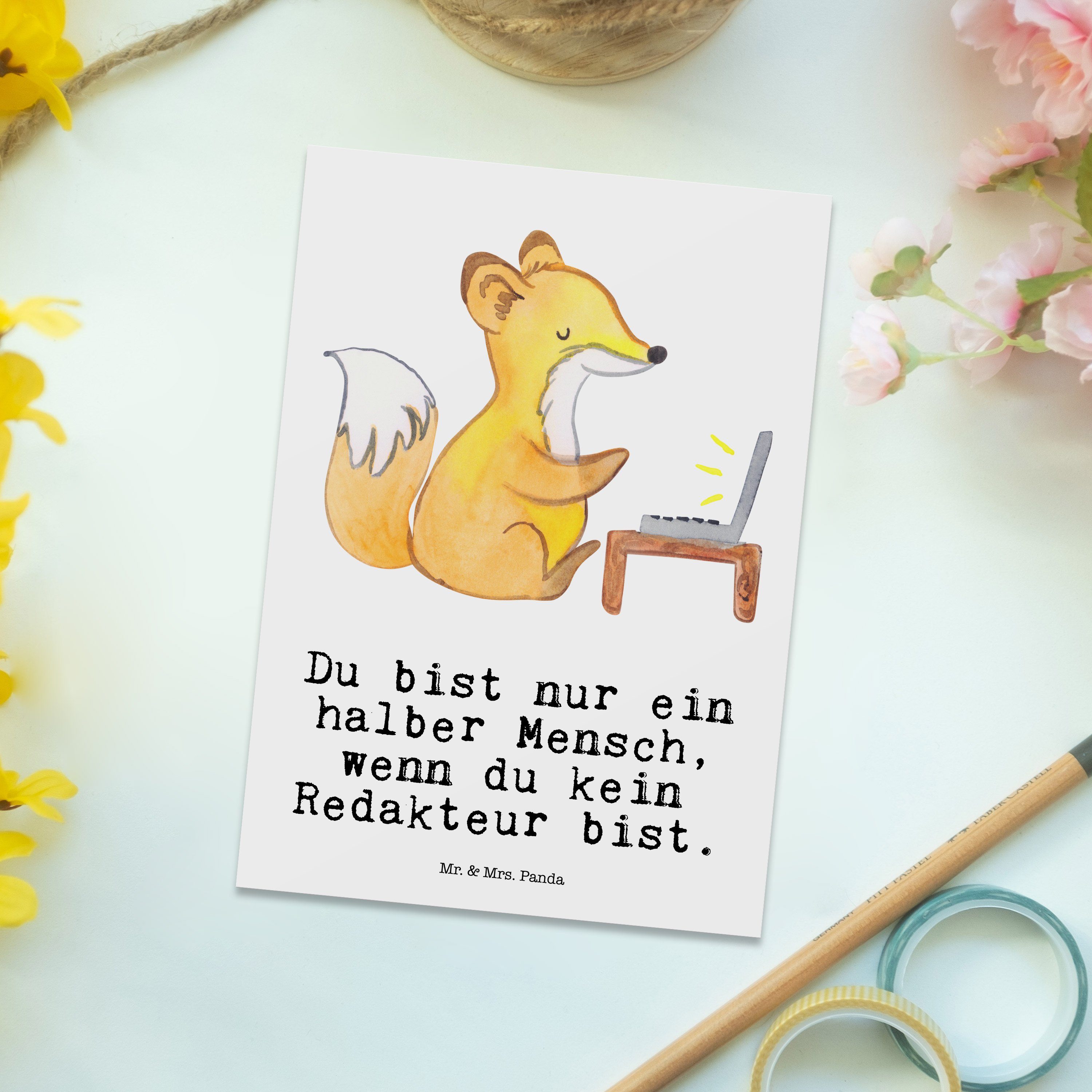 Herz - Geschenk, mit Einladungskarte, Panda - O Postkarte Mrs. Dankeskarte, Weiß Redakteur Mr. &