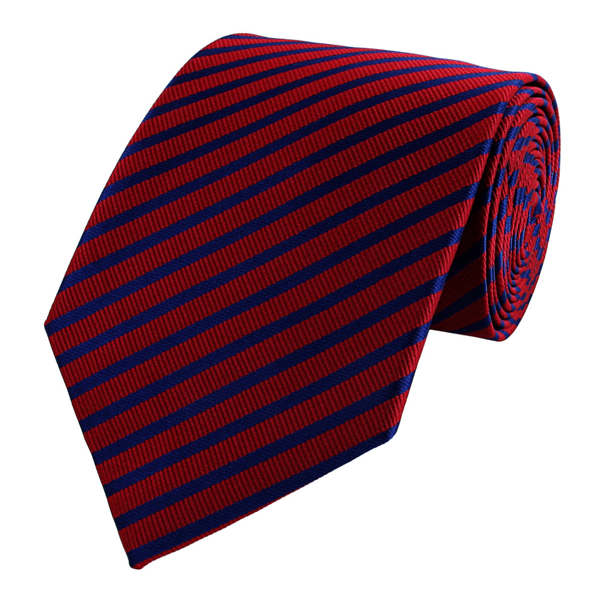 Krawatte Box, (8cm), - - Farini Schlips 8cm Blau in (ohne Red/Cornatblau Fabio Breit verschiedene Rot Herren Krawatte Gestreift) Royal Männer Rot Rote