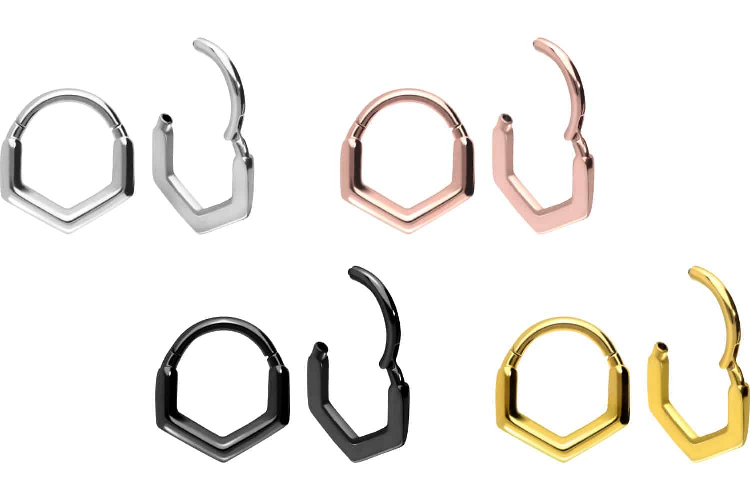 PIERCINGLINE Nasenpiercing Chirurgenstahl Segmentring Clicker ECKIG Ohrpiercing Septum Nase (Clicker, 1-tlg), Ohrpiercing für Conch, Helix, Tragus, Daith, Lobe