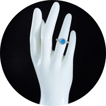 Goldene Hufeisen Silberring Swiss Blautopas Ring aus 925 Silber echte Edelsteine Fingerring, Damen-Schmuck mit Edelsteine