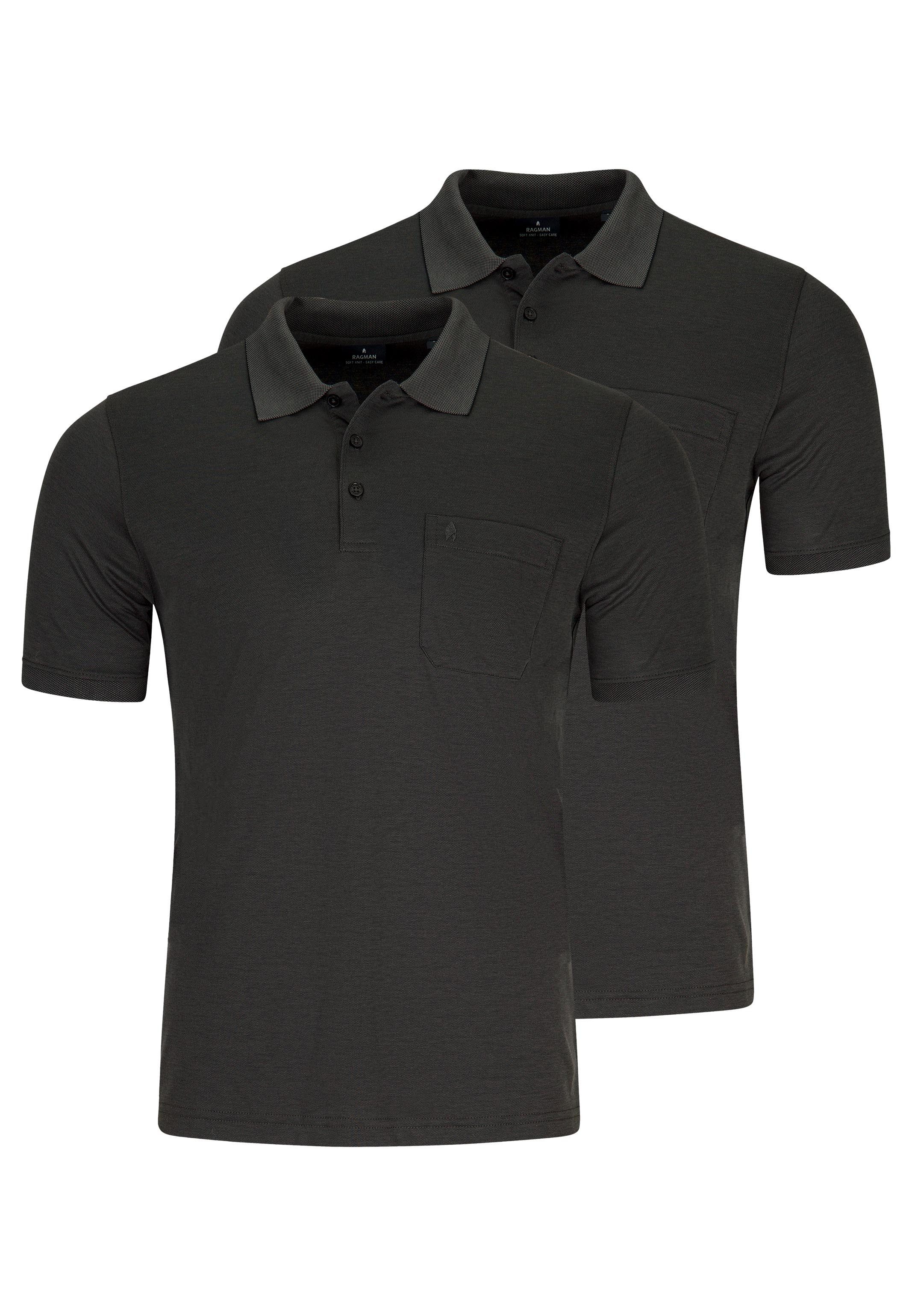 RAGMAN Poloshirt 2er Pack Basic (Spar-Set, 2-tlg) Poloshirt - Baumwolle - Atmungsaktiv - Klassischer Look