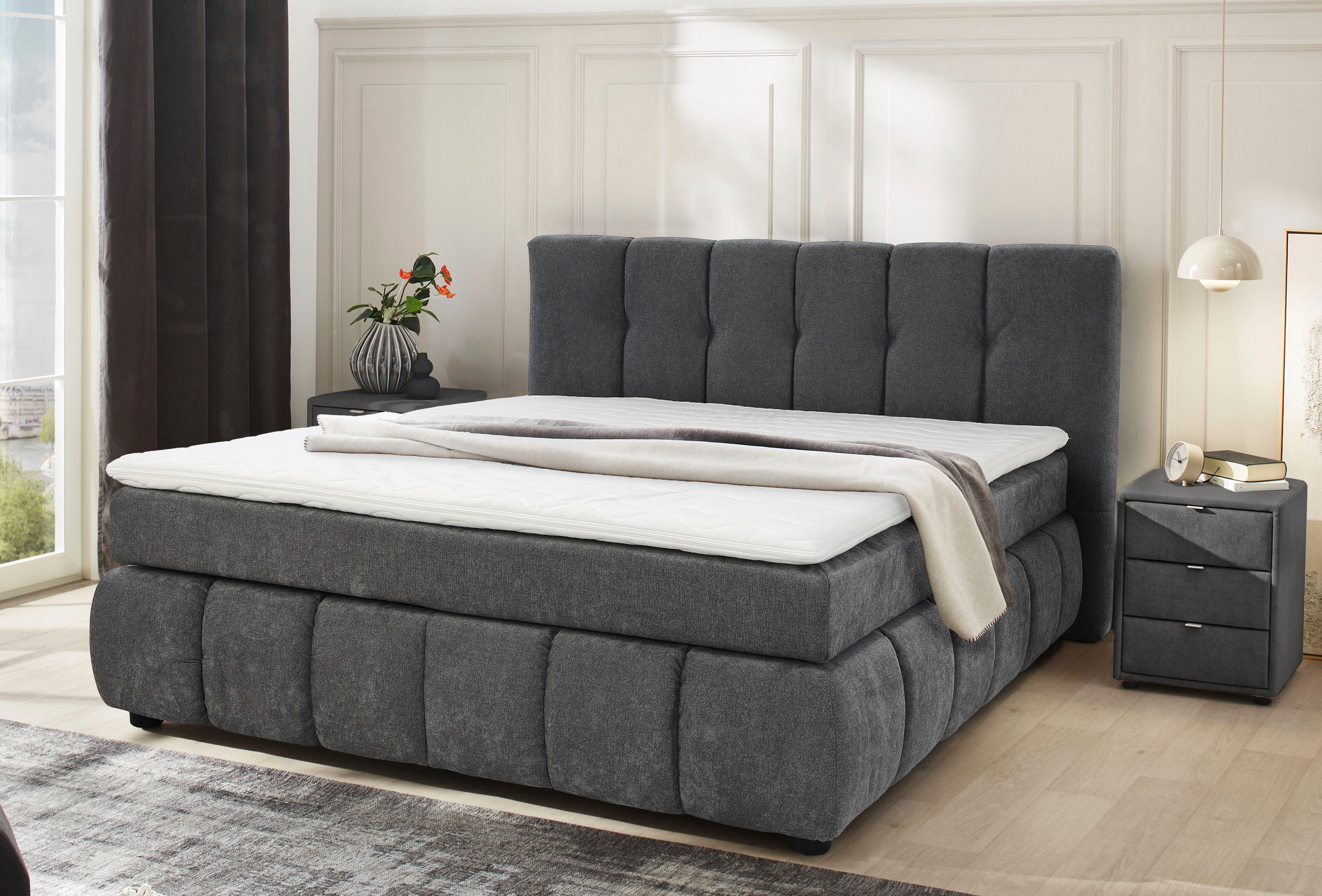 Jockenhöfer Gruppe Boxspringbett Cora, Wende-Bonell-Federkern-Matratze (H2/H3), PU-Schaum Topper