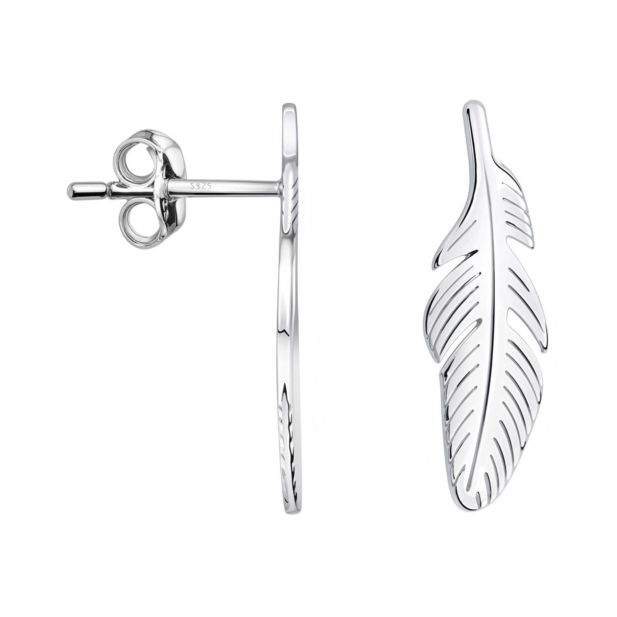 Sofia Milani Paar Ohrstecker Feder, 925 Silber Damen Schmuck - E0880