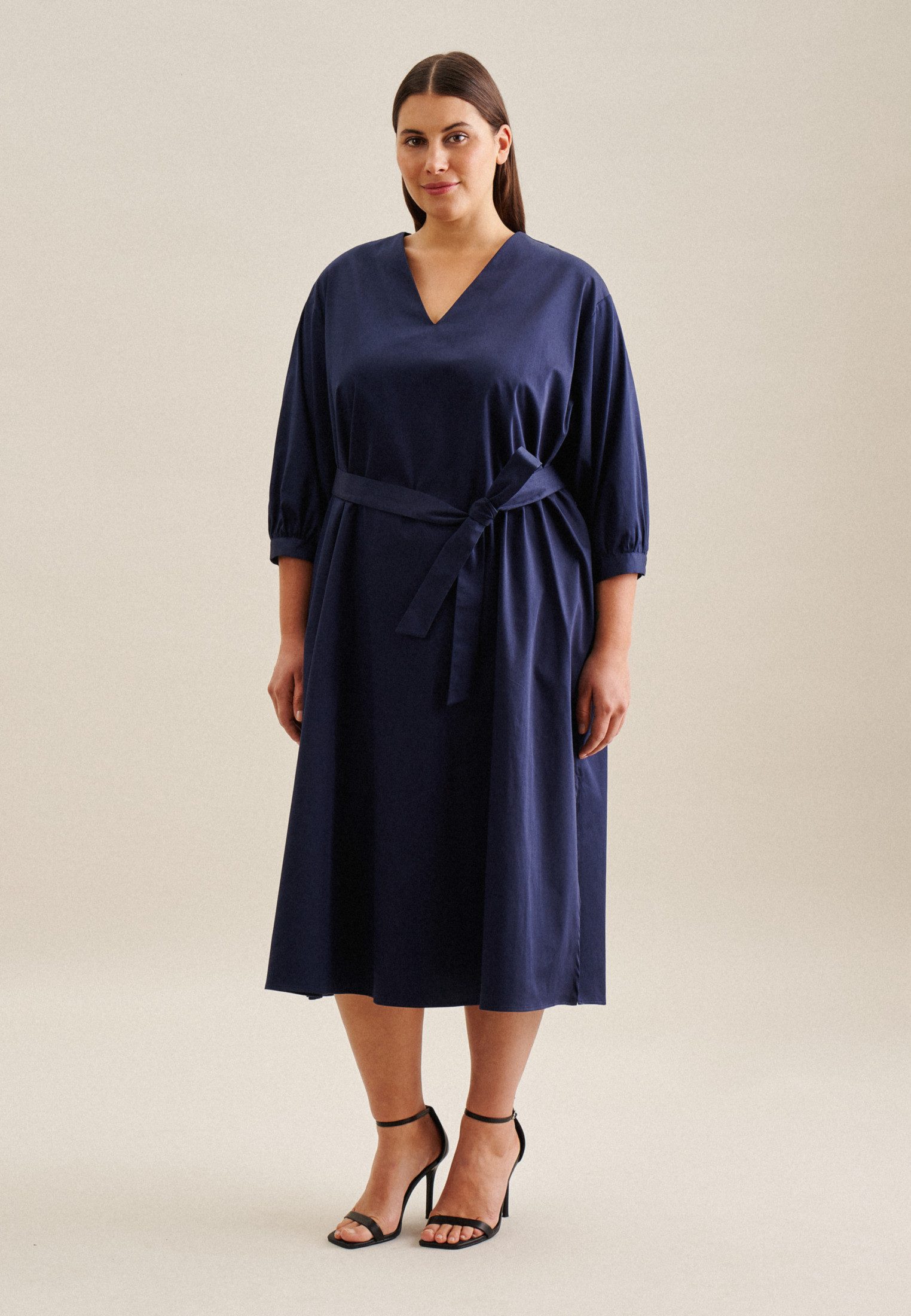 seidensticker Blusenkleid Schwarze Rose 3/4 V-Neck Uni
