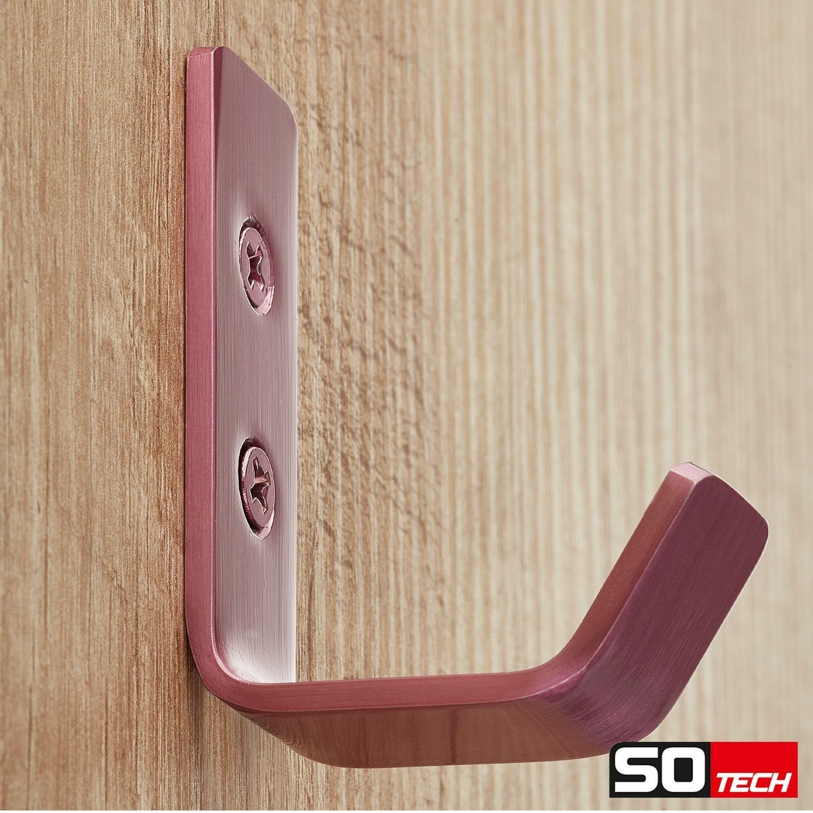 SO-TECH® Kleiderhaken Wandhaken, aus Edelstahl, 60 x 20 x 45 mm, (1-St), kleiner Jackenhaken mit abgerundeten Kanten pink