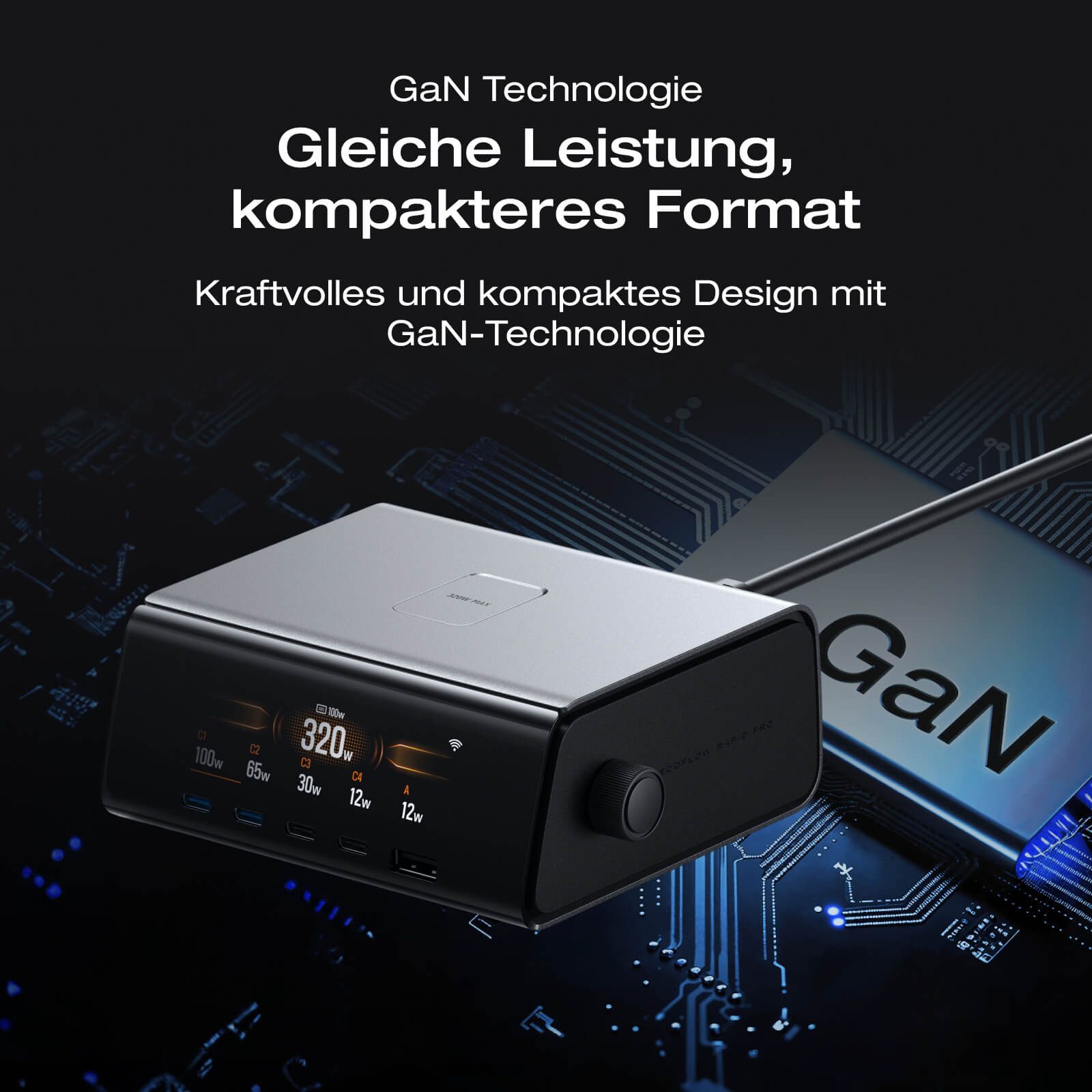 Ecoflow EcoFlow RAPID Pro Desktop-Ladegerät (320 W, 5 Anschüusse, GaN) USB-Ladegerät