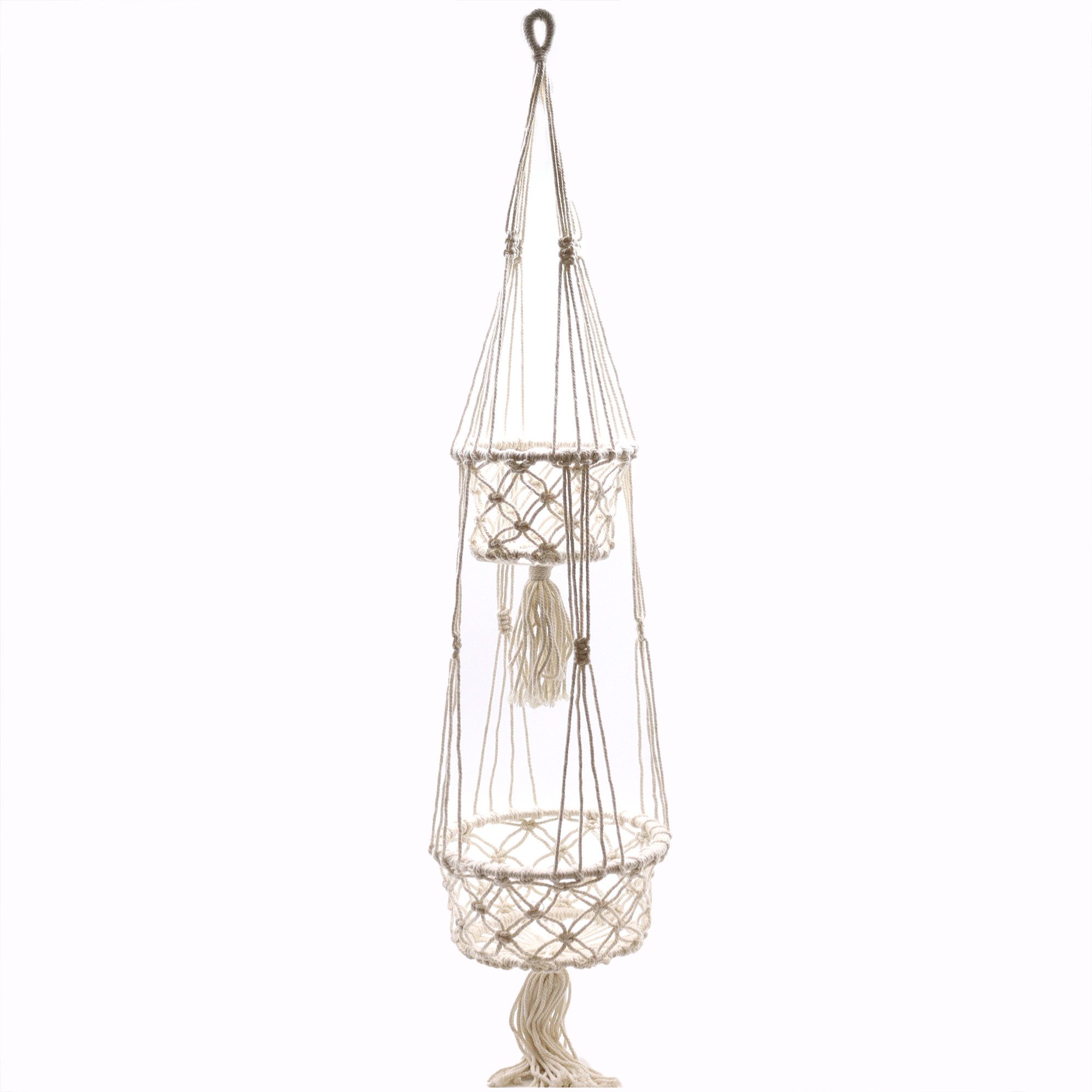 Blumenständer Topfhalter Makramee für 2 Blumentöpfe, Boho-Style, 1m Länge