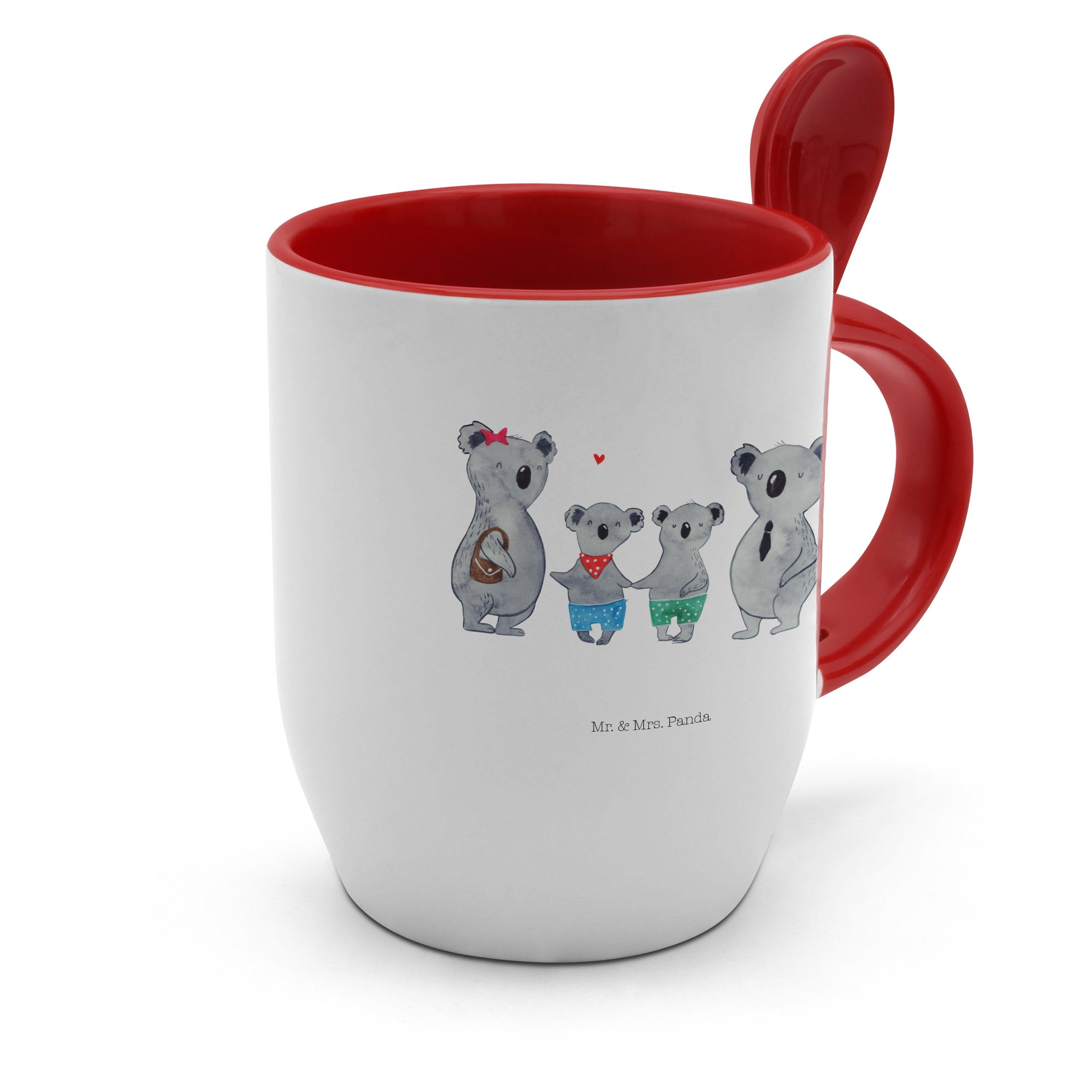Familie Löffel, Mrs. Familienzeit, Geschenk, - zwei Mr. - & Panda Koala Weiß Tasse Keramik mit Tasse