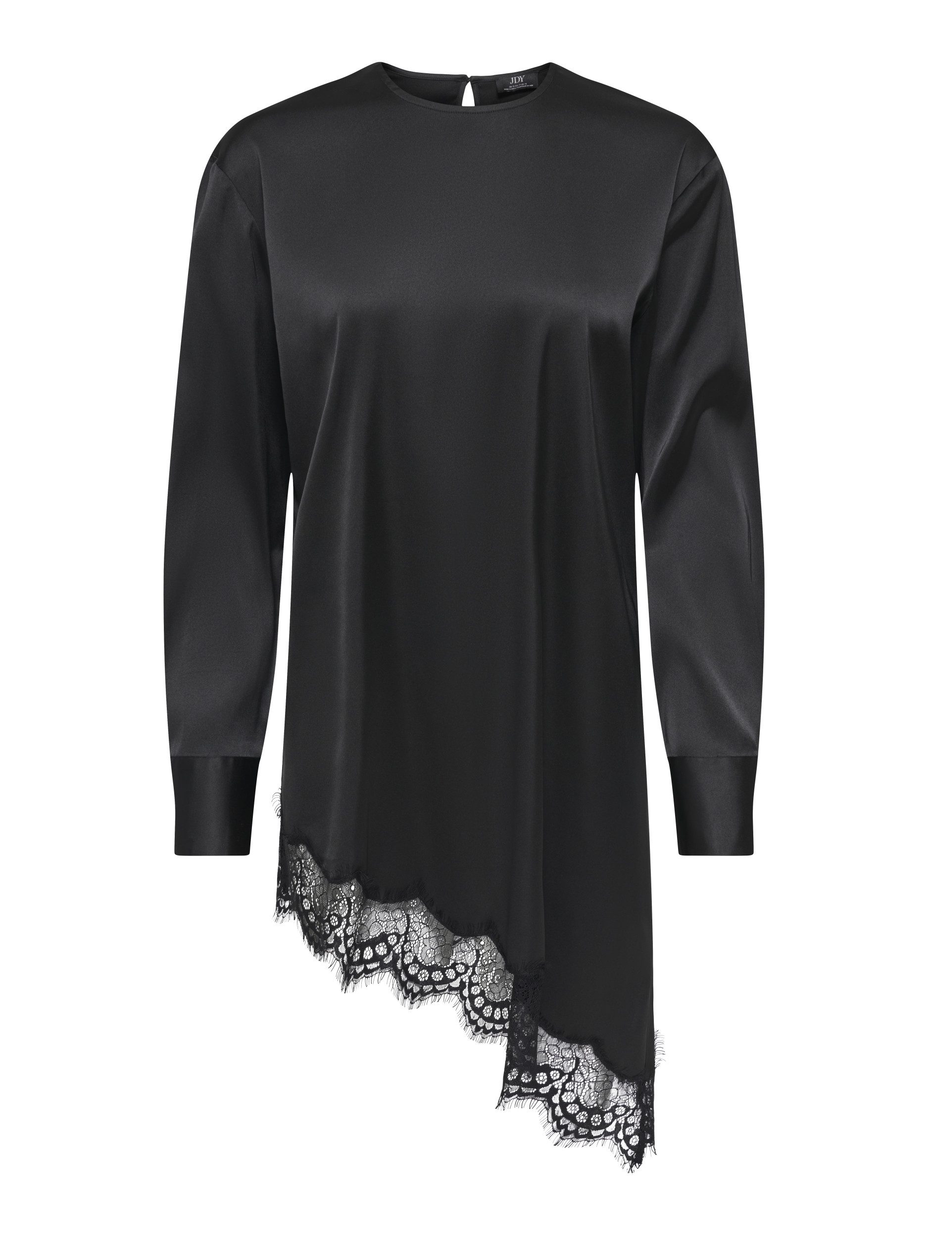 JDY T-Shirt JDYNADDY L/S ASYM LONG TOP WVN, Black/BLACK LACE