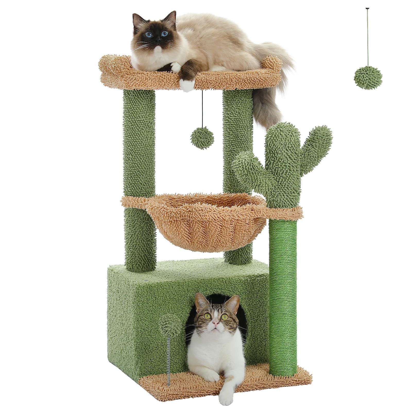 Purpurra Kratzbaum Kaktus Katzenbaum mit Hängematte und Spielball, 83cm