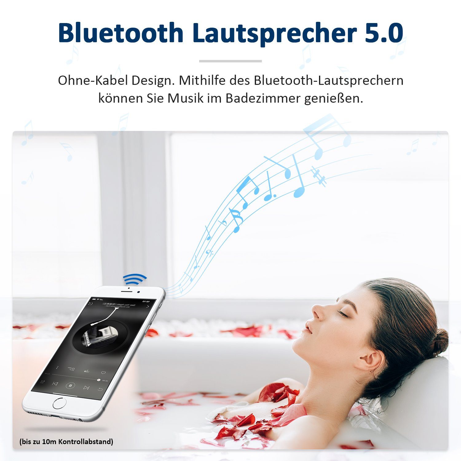 Beleuchtung, Anti-Beschlag-Funktion, Badspiegel LED-Anzeige Bluetooth-Lautsprecher, x 120 SONNI 70, mit