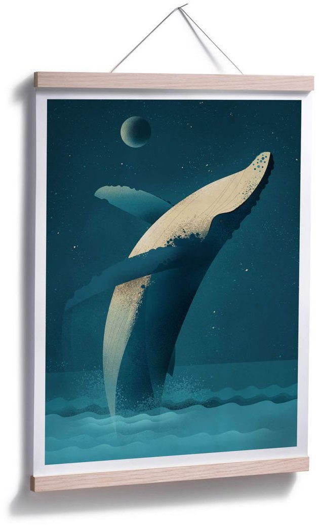 Poster, Whale, Schriftzug (1 Humpback Poster St), Wandposter Wall-Art Bild, Wandbild,