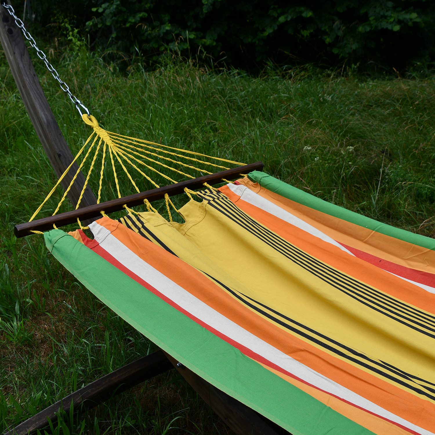 HOPLO Stabhängematte Single Stabhängematte Canvas 343 mit Spreizstab 100cm, Hergestellt unter fairen Bedingungen!