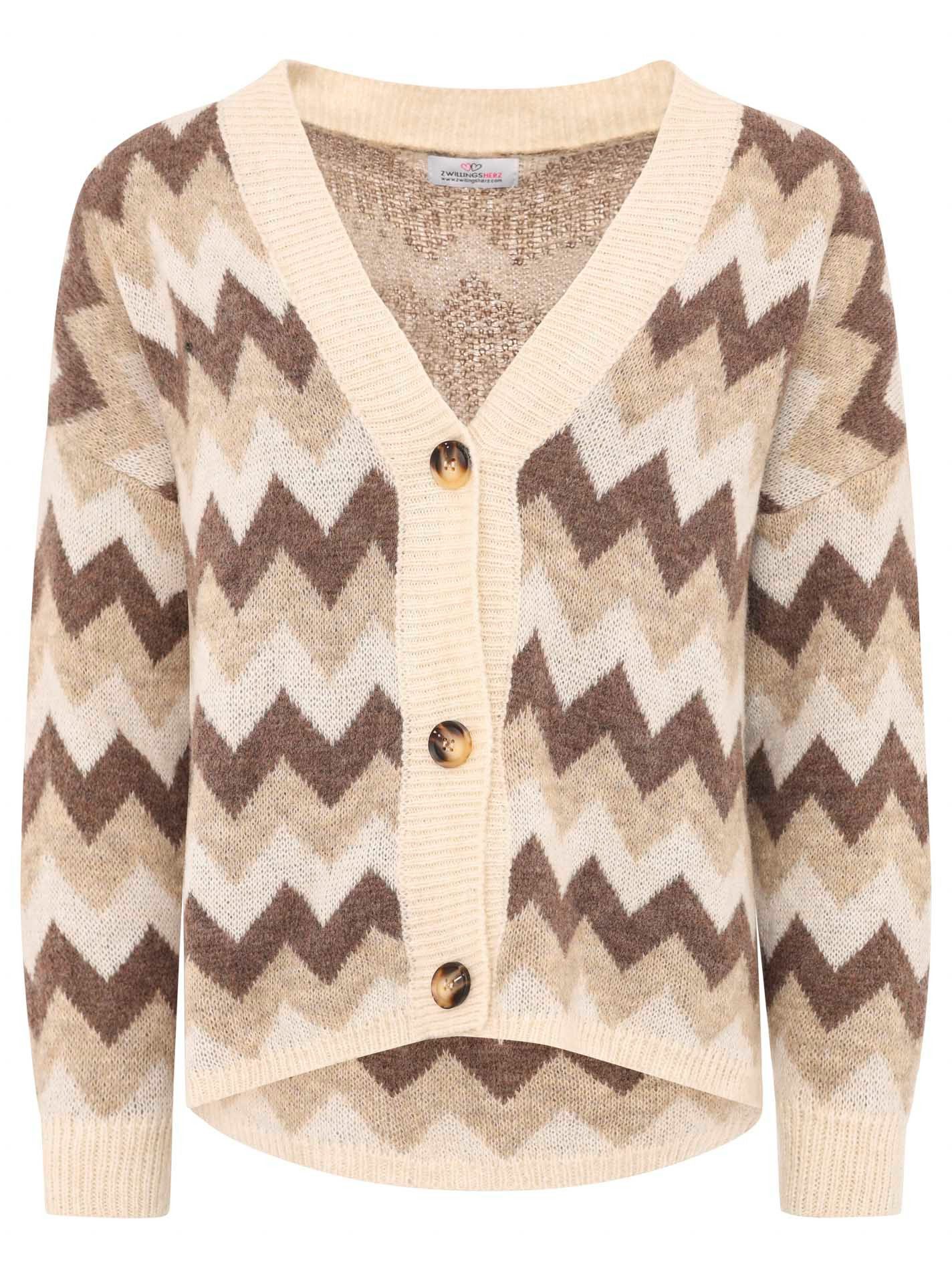 Zwillingsherz Cardigan "Buntes ZickZack" mit figurumspielendem günstig online kaufen