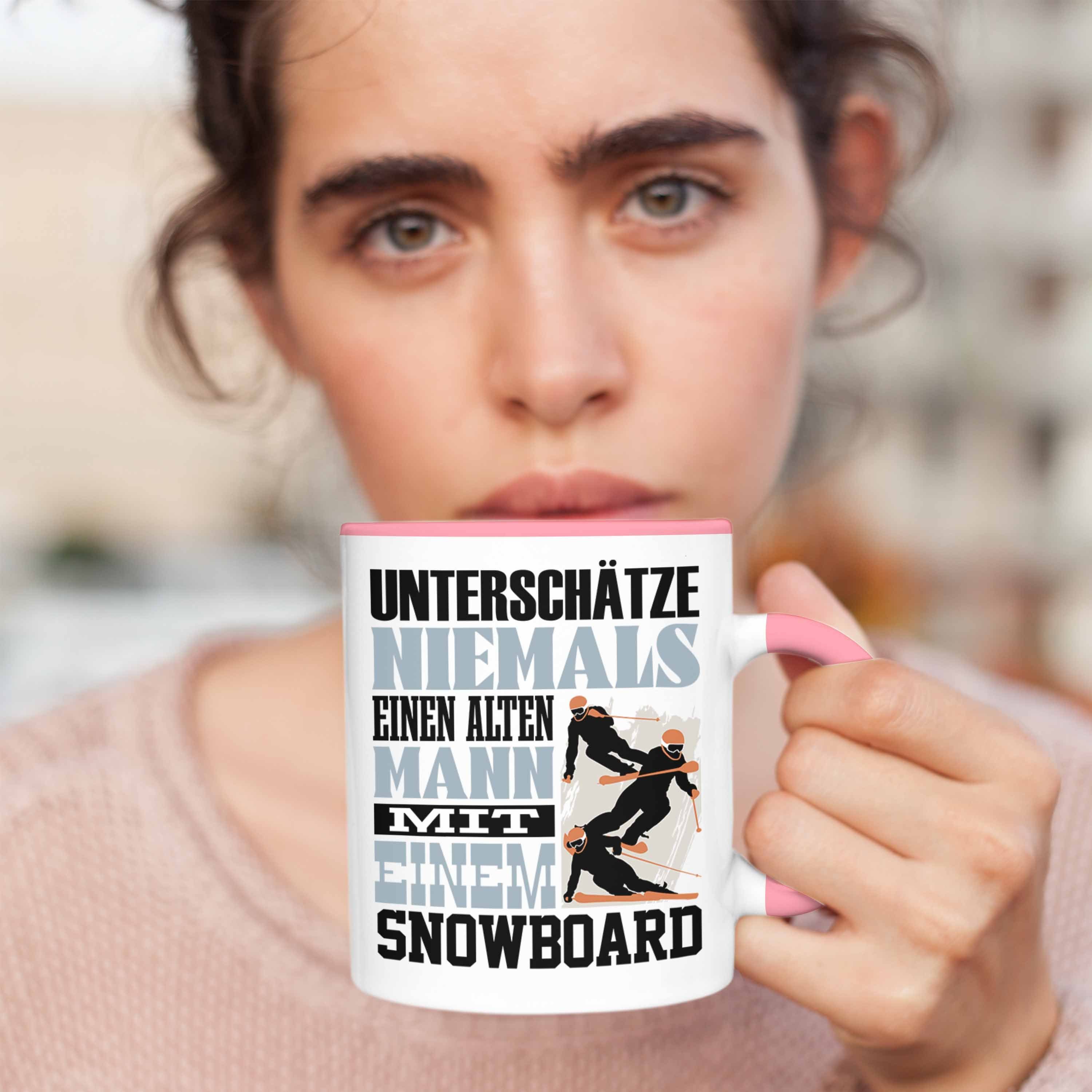 Trendation Tasse Snowboard Tasse Spruch Rosa Untersch für Geschenk Snowboardfahrer Lustiger
