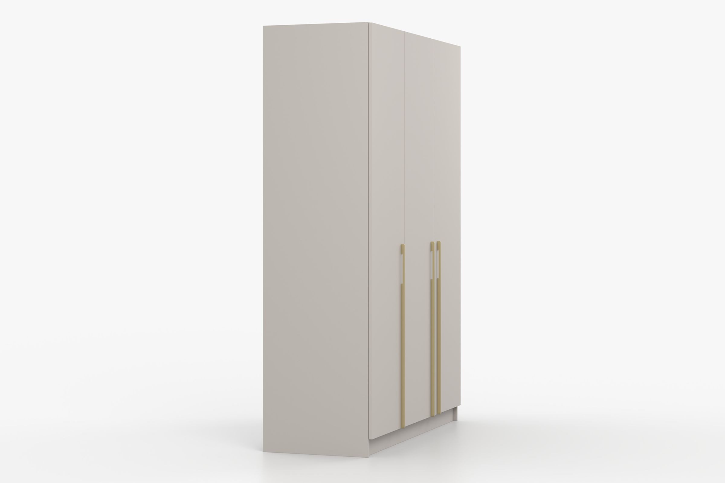 Deine Möbel 24 Kleiderschrank MIRELO 3-türig 150x210x57 cm – mit goldfarbenen Griffen viel Stauraum (Drehtürenschrank, 1-St., Einzelmöbel – frei kombinierbar mit weiteren Möbeln der Serie MIRELO) in Weiß Matt / Cashmere