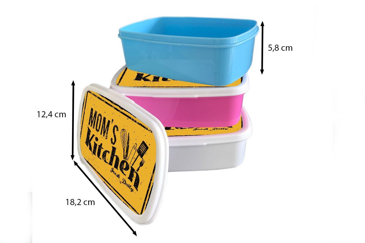 Brotbox Mädchen, - Brotdose Küche Vintage, Mama Snackbox, Kinder, Kunststoff, MuchoWow (2-tlg), für Erwachsene, Lunchbox rosa Kunststoff -