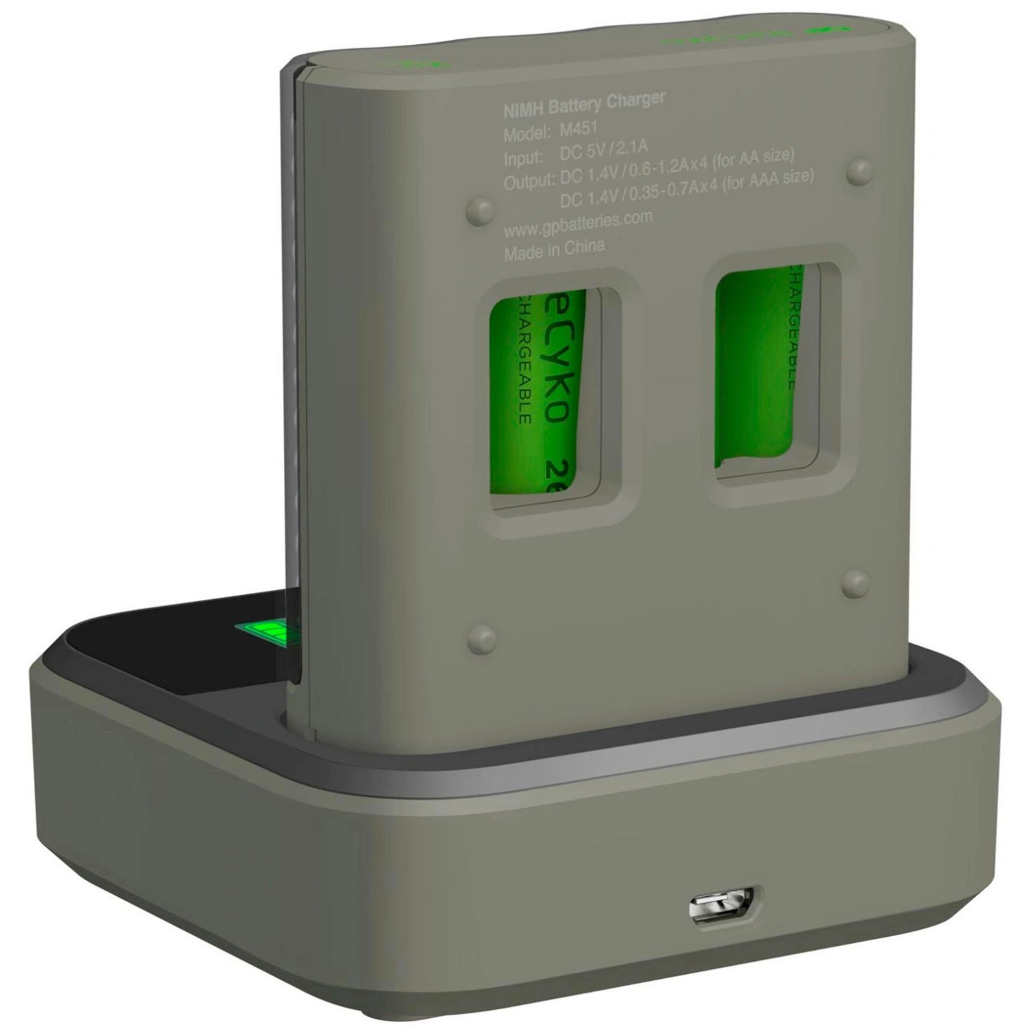 GP Batteries USB Docking Akku-Ladegerät AA / AAA + 4x AA-Akku Akku-Set Mignon 2600 mAh (1,2 V, 6 St), Dock Lader D451 + Ladeeinheit M451 4x AA 2600mAh Mignon LR – Bild 4 von 5