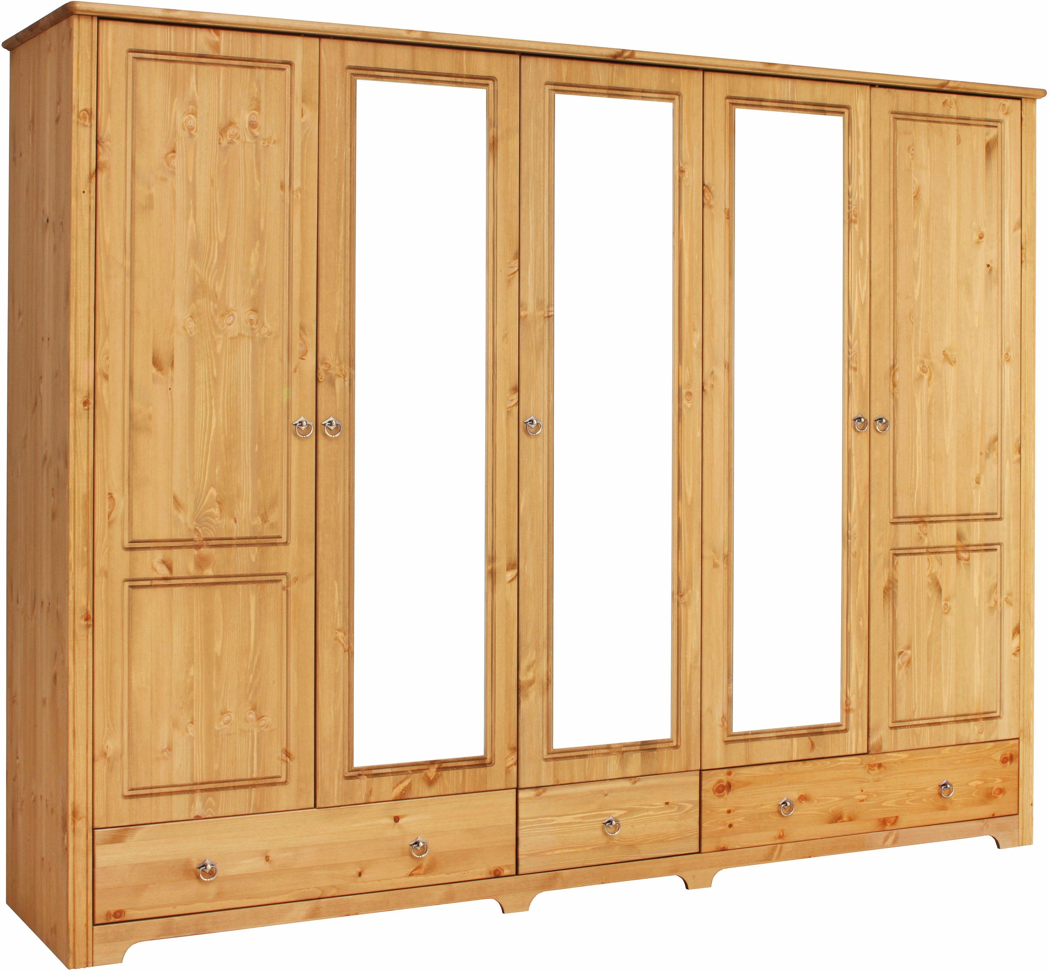 OTTO home Kleiderschrank Hugo (3 Breiten: 106/200/245 cm H/T ca. 190/58 cm) aus massiver Kiefer im Landhausstil, mit Spiegel