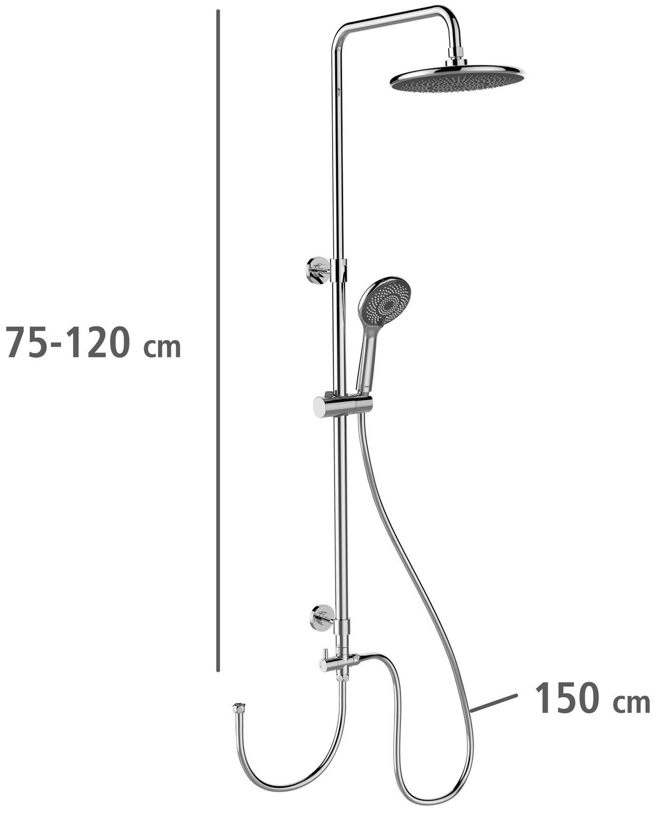 WENKO Duschsystem Watersaving, einfacher Wandanschlussbogen Armatur oder bestehende Anschluss an