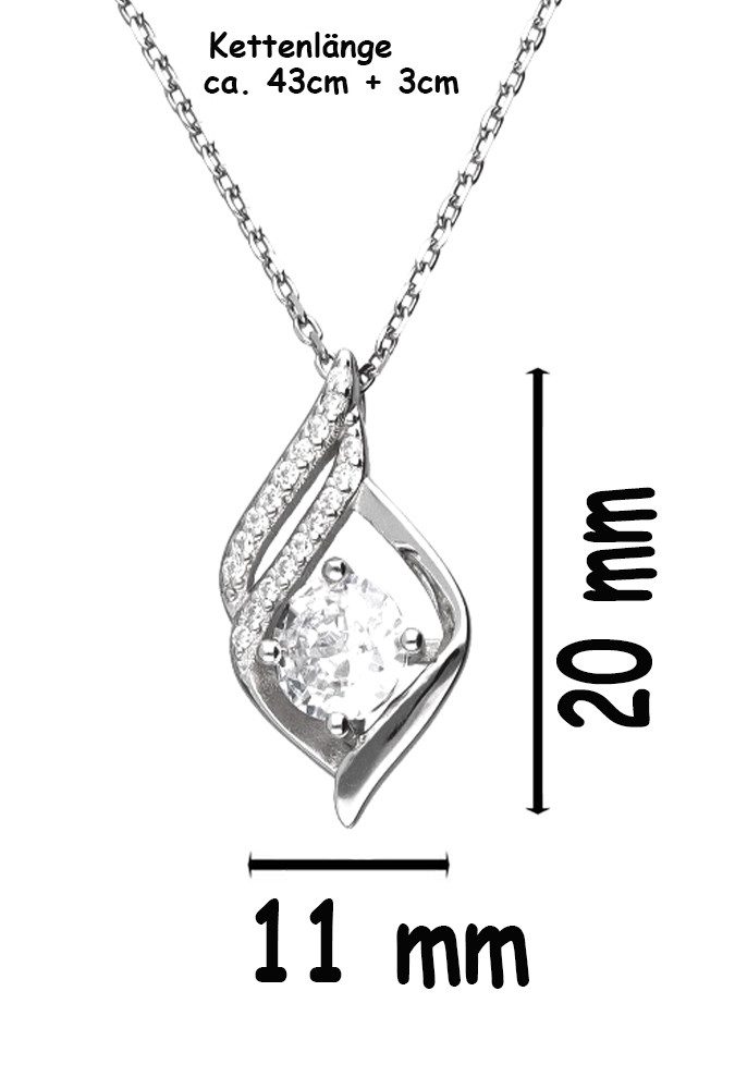 Limana Schmuckset 925 Silber Ohrstecker Halskette mit Anhänger Kette mit Ohrringe (inkl. Schmuckdose), Geschenkset Idee Geschenk für Sie Frauen Damen Freundin M – Bild 4 von 5