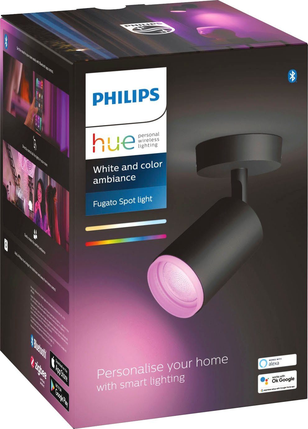 Philips Hue LED Flutlichtstrahler Fugato, Dimmfunktion, Farbwechsler Leuchtmittel wechselbar