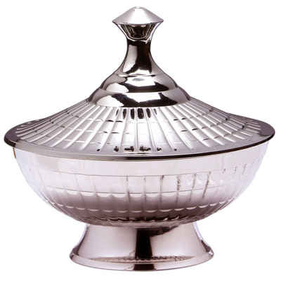 Marrakesch Orient & Mediterran Interior Zuckerdose Orientalische Zuckerdosen Dosen aus Messing in Silber Anwar 12cm, Handarbeit