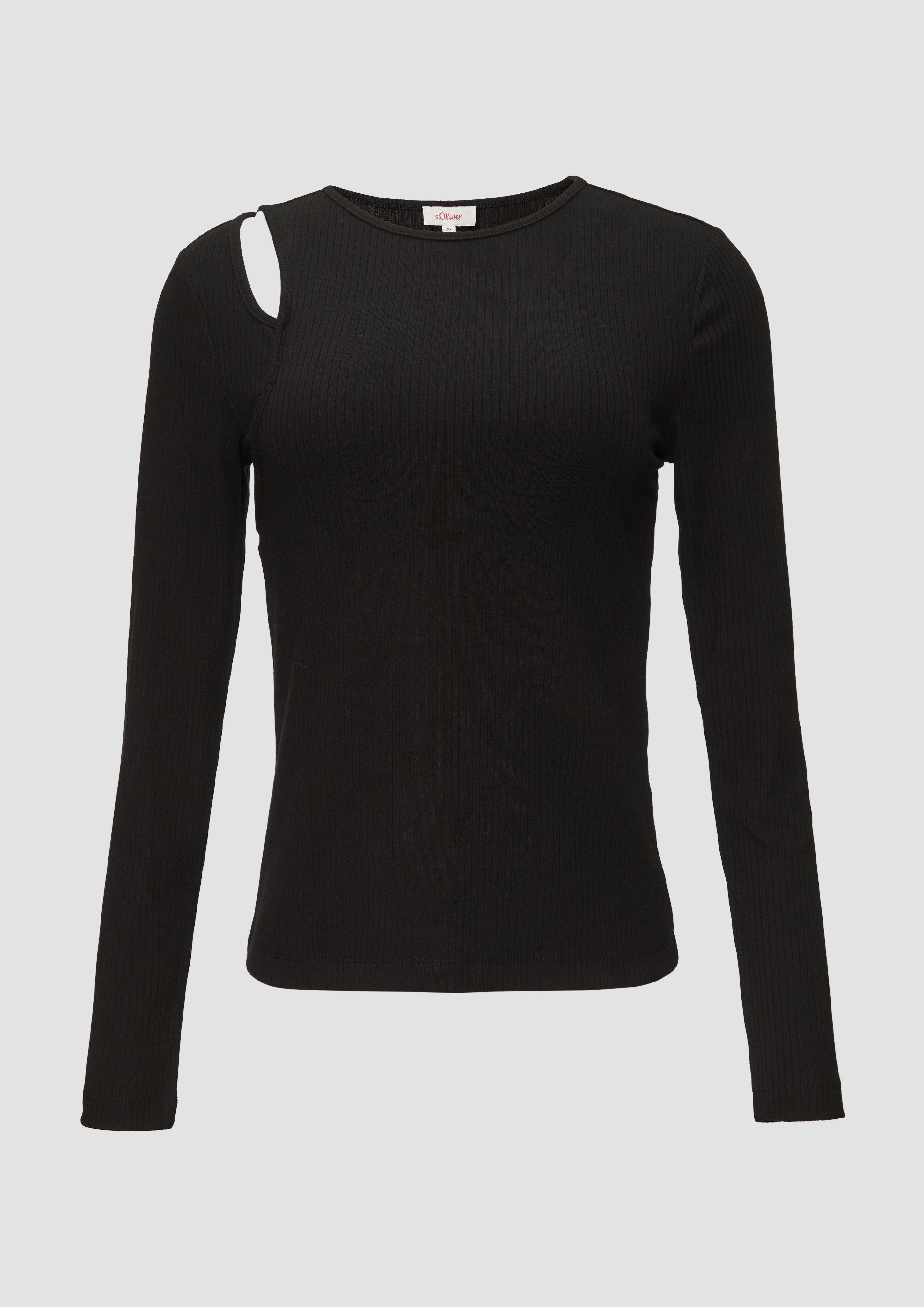 s.Oliver Langarmshirt Geripptes Longsleeve mit Cut-Out günstig online kaufen